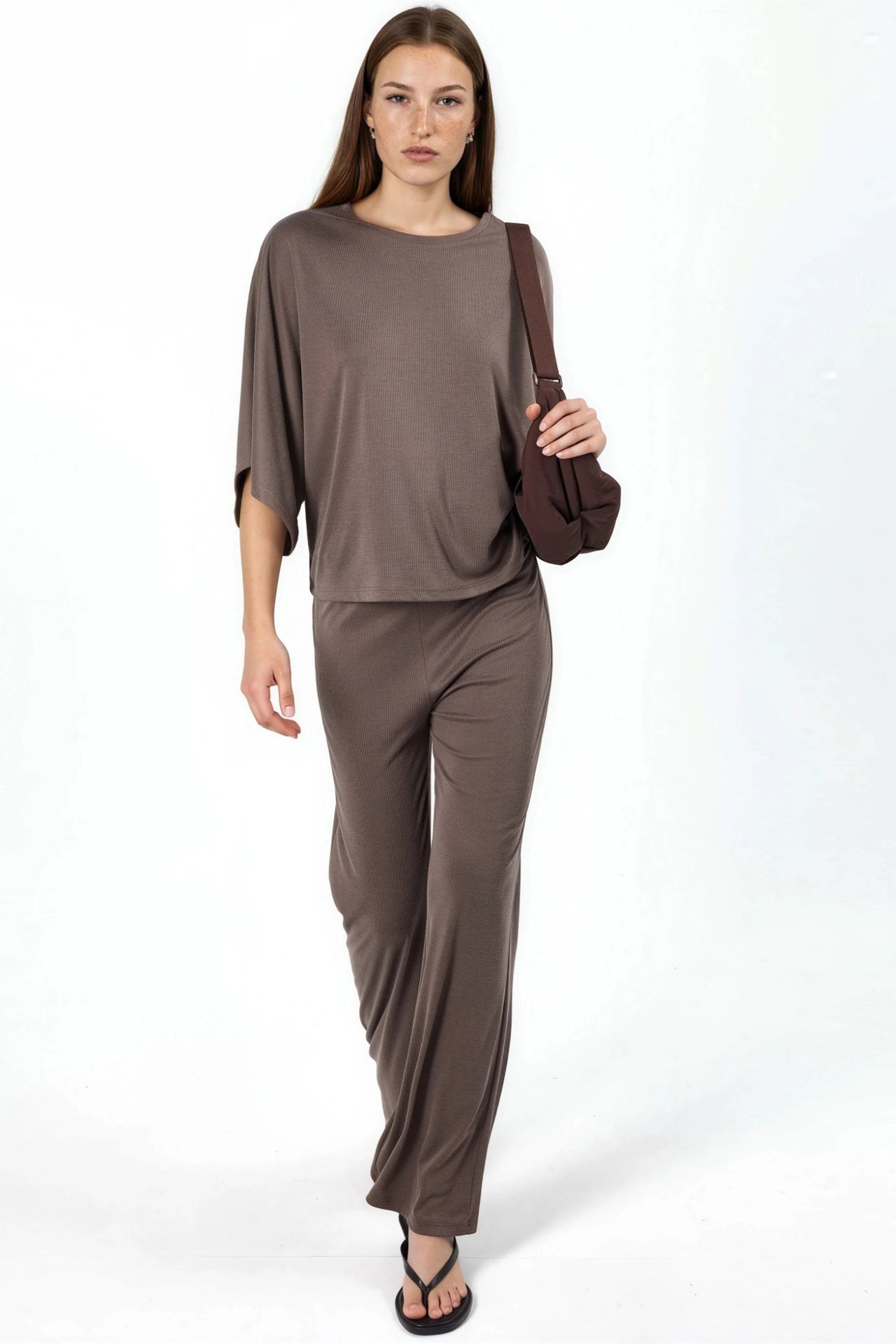 BUSEM Loose Fit Ribbed Crew Neck Blouse 4