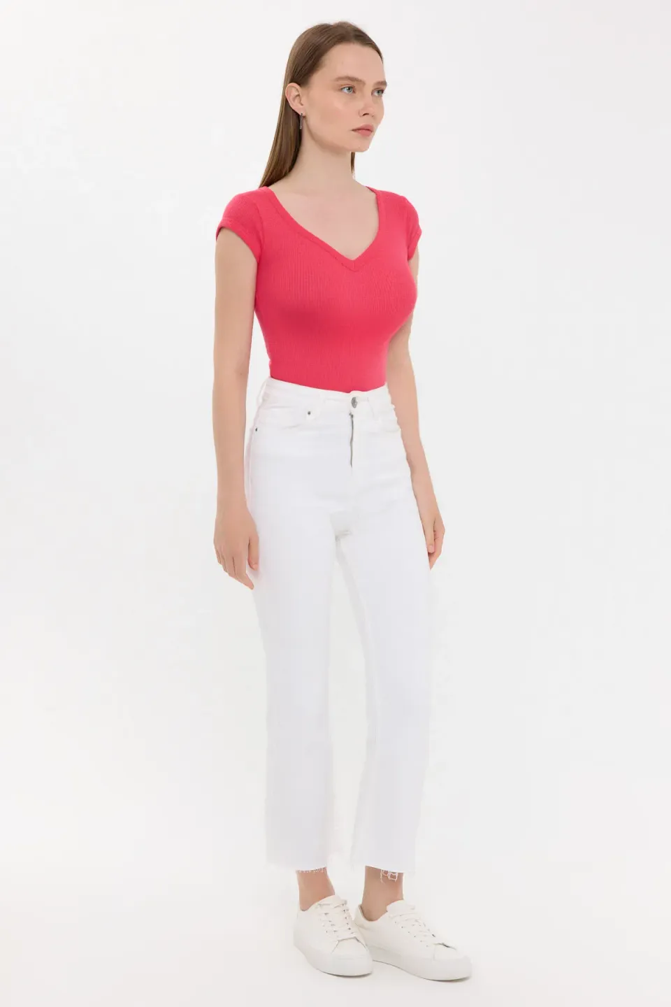 V-Neck Cap Sleeve T-Shirt