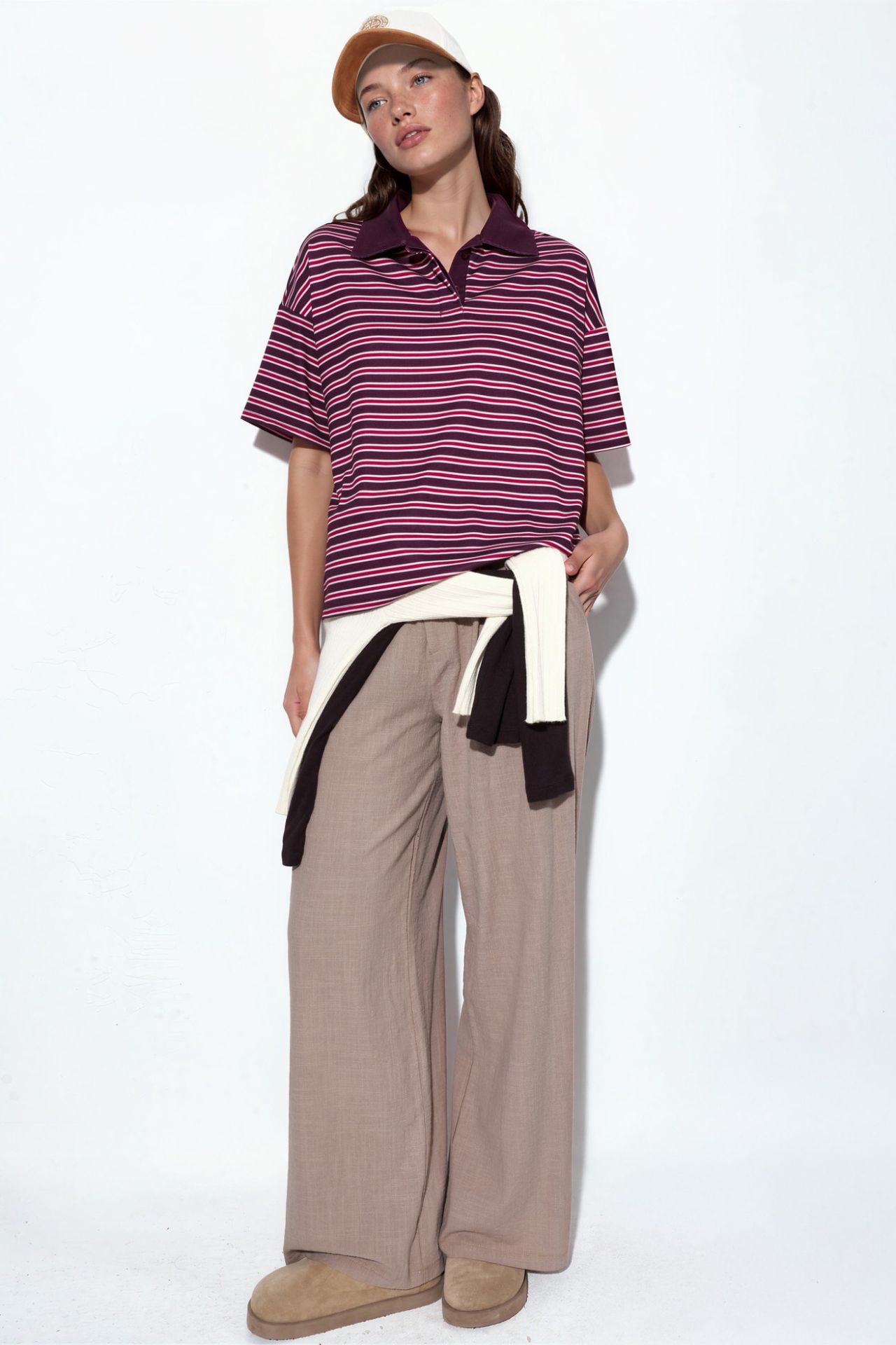 Striped Oversized Fit Polo T-Shirt 4