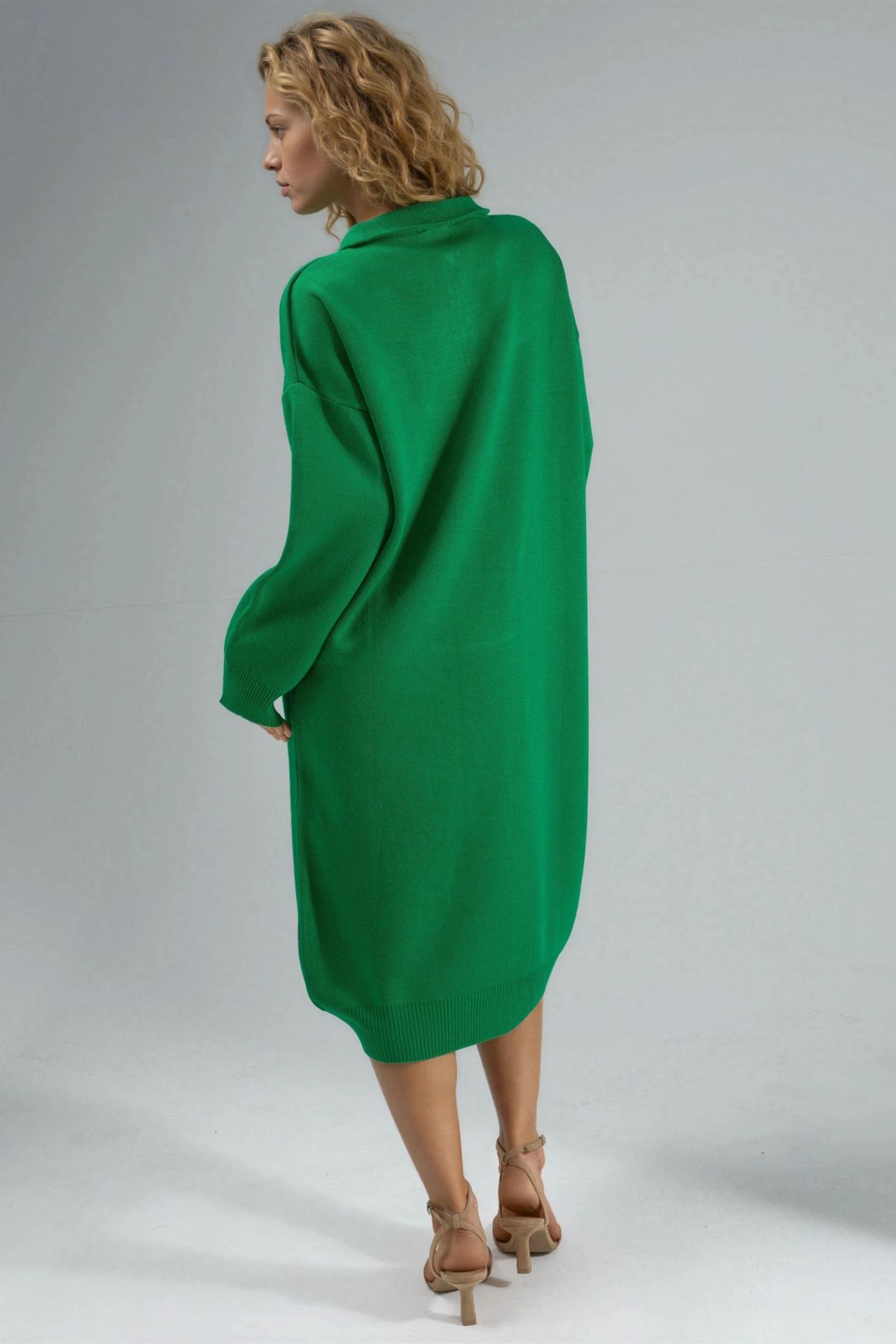 MY FASHION Ribbed Knit Midi Dress with Zipper Collar 3