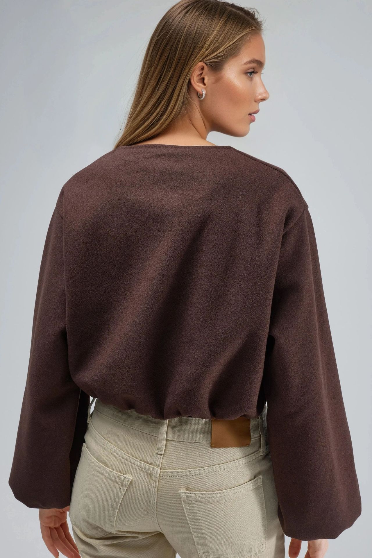BUSEM Crop Gabardine Jacket with Zipper and Pocket 4