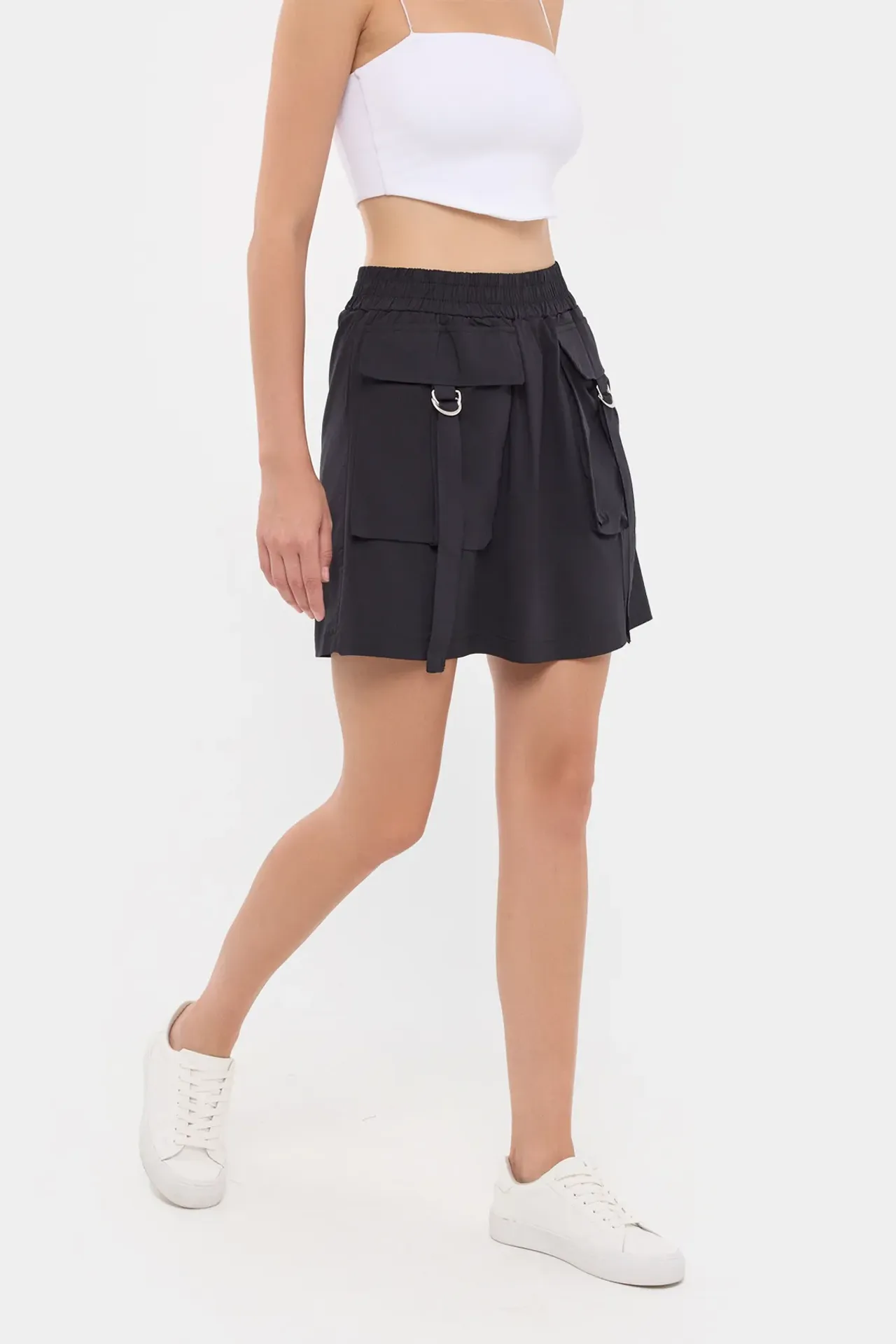 High-Waist Mini Utility Skirt