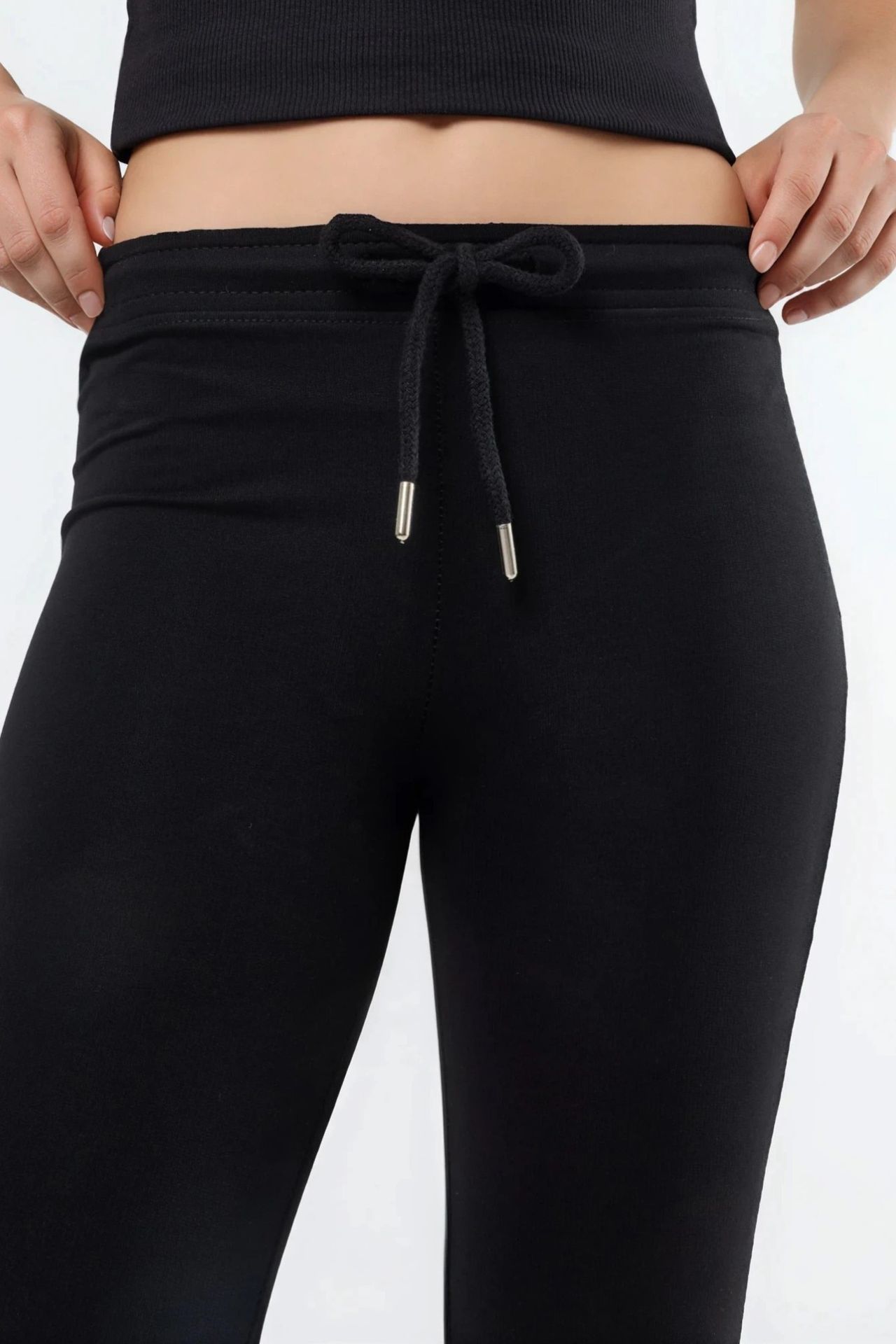 BUSEM Mid Waist Flare Leg Sweatpants with Drawstring 5