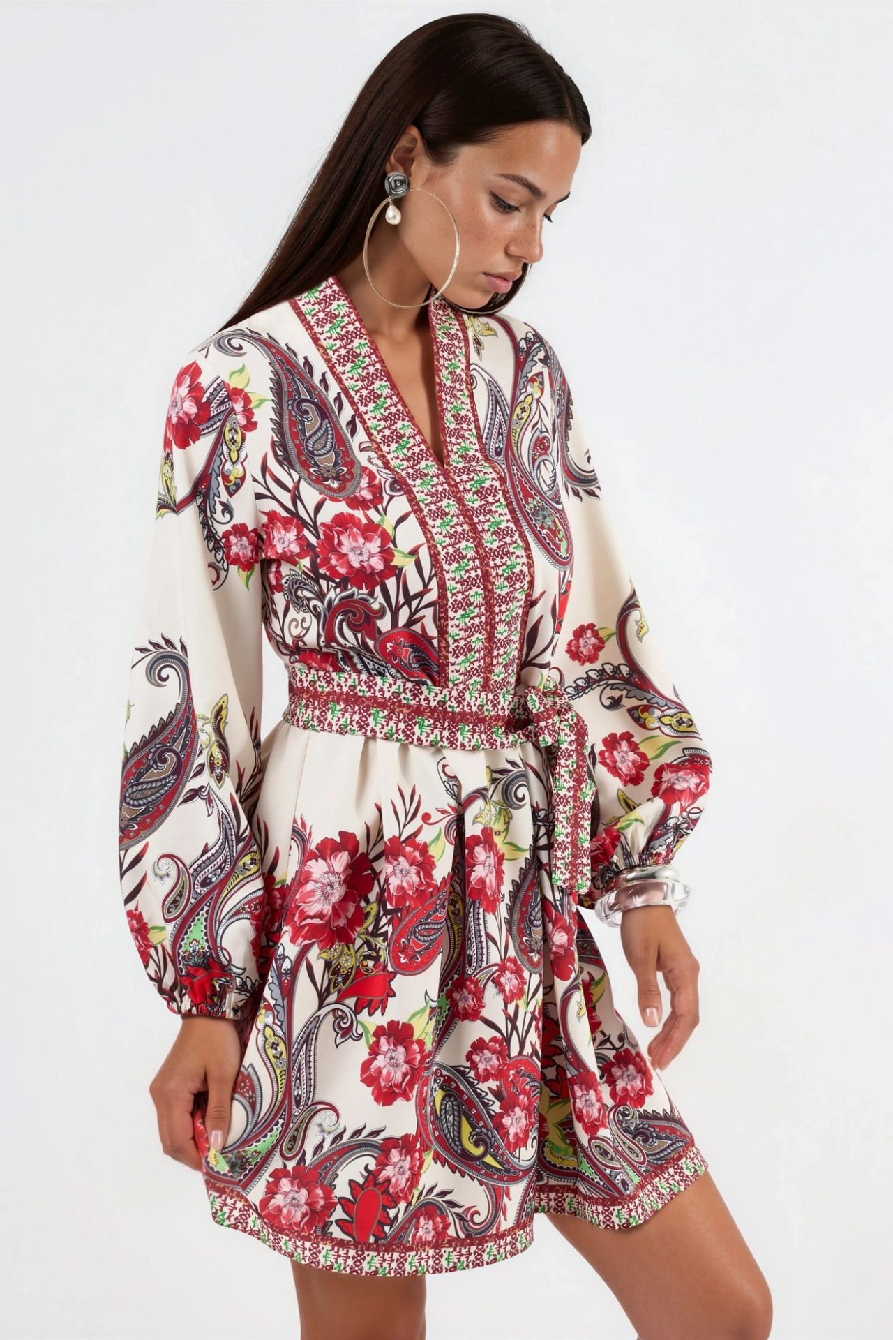 MSN Patterned A-line Mini Dress 4