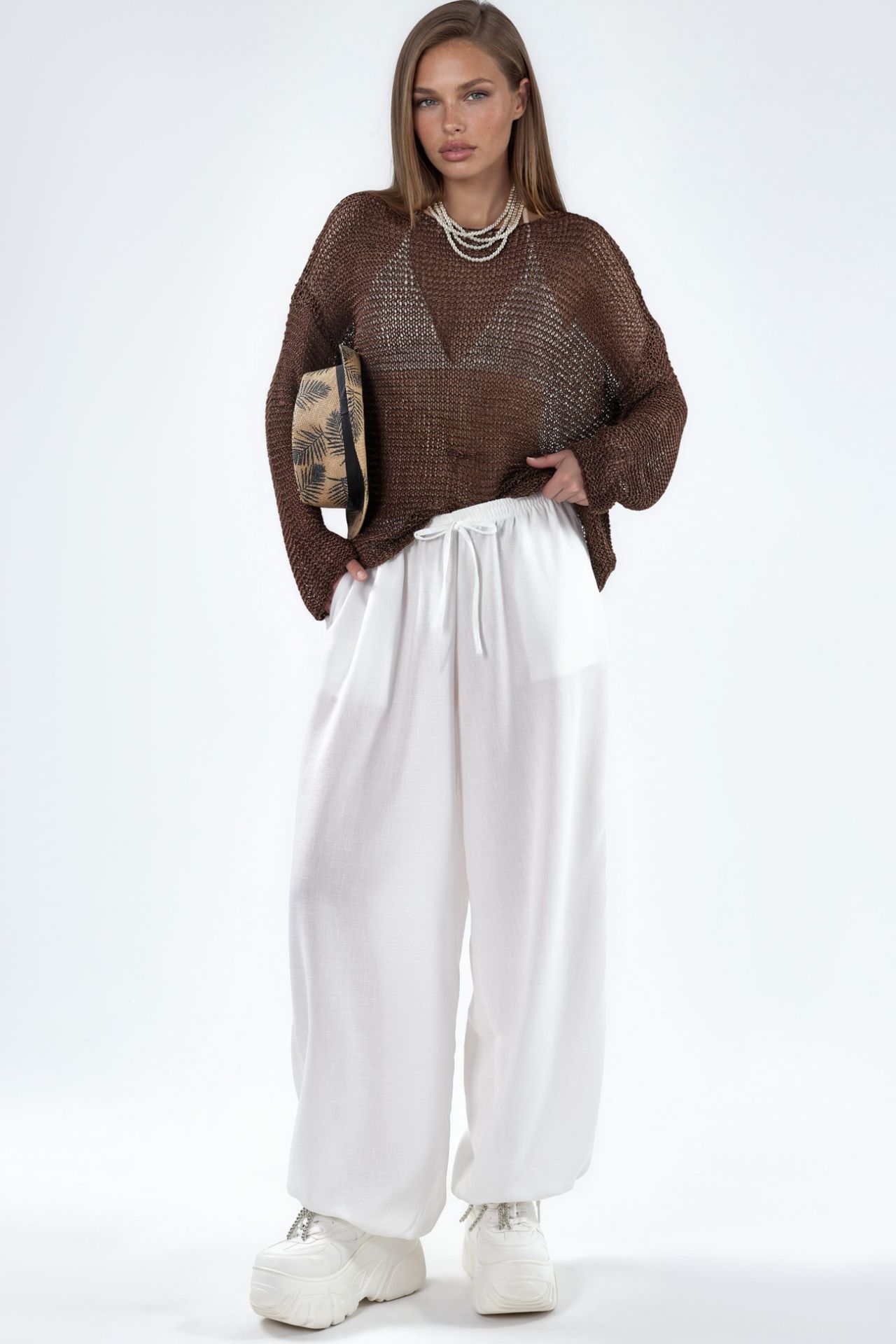 BUSEM Wide-Leg Woven Trousers with Drawstring Waist 4