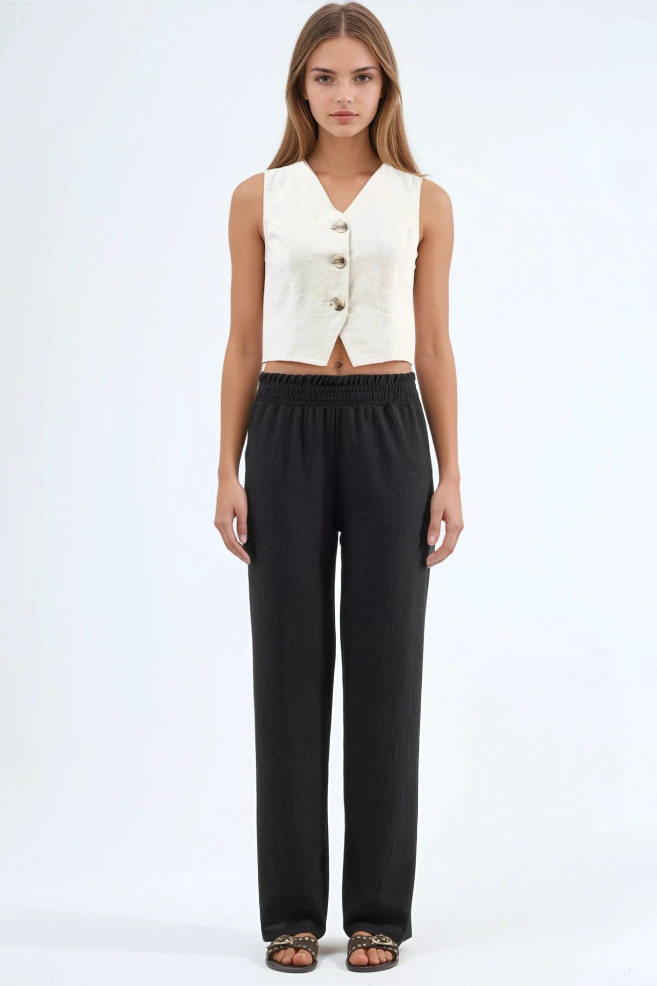 Straight Leg Textured Pants Ellie Collection 6