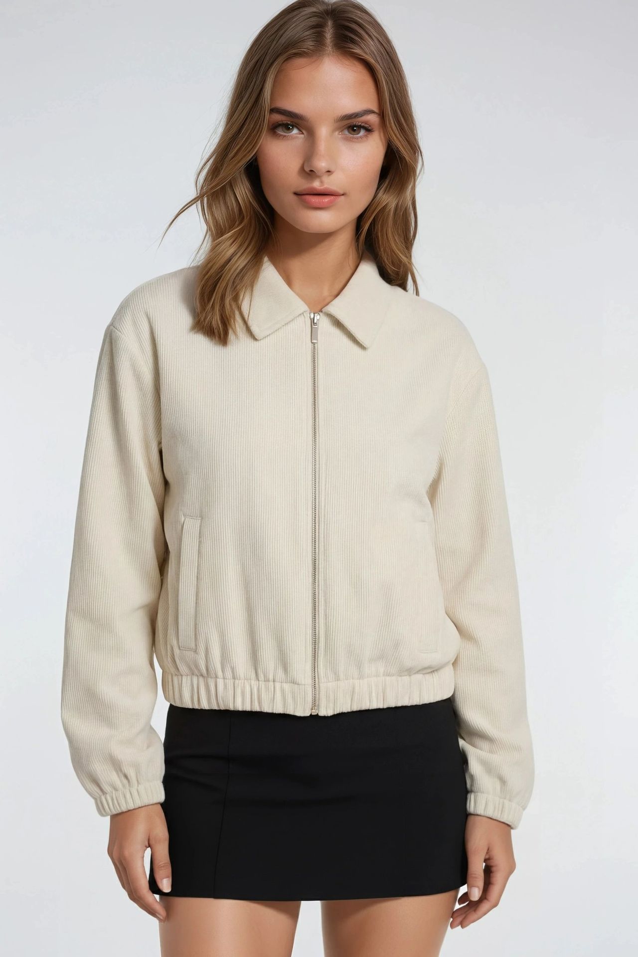 MIXRAY Relaxed Fit Zipper Jacket with Pockets 2