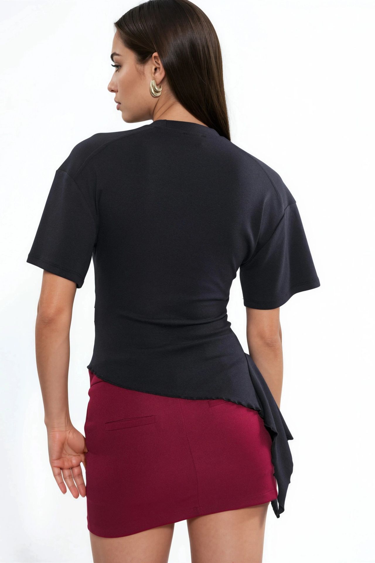 BUSEM Oversized Crew Neck Drape Blouse 2
