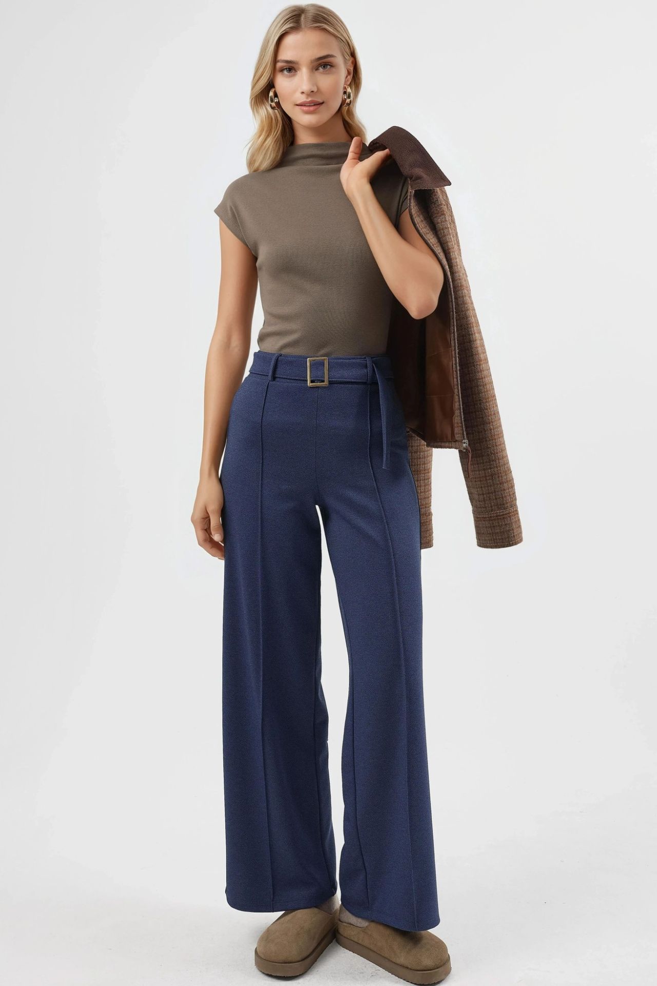 Fitted Mock Neck Cap Sleeve Knitted Blouse 5