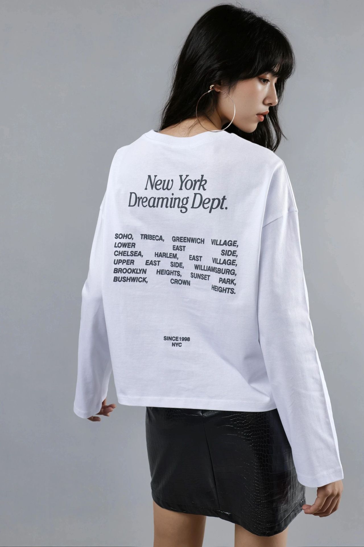 BUSEM Relaxed Fit Long Sleeve Crew Neck Back Printed Top 1