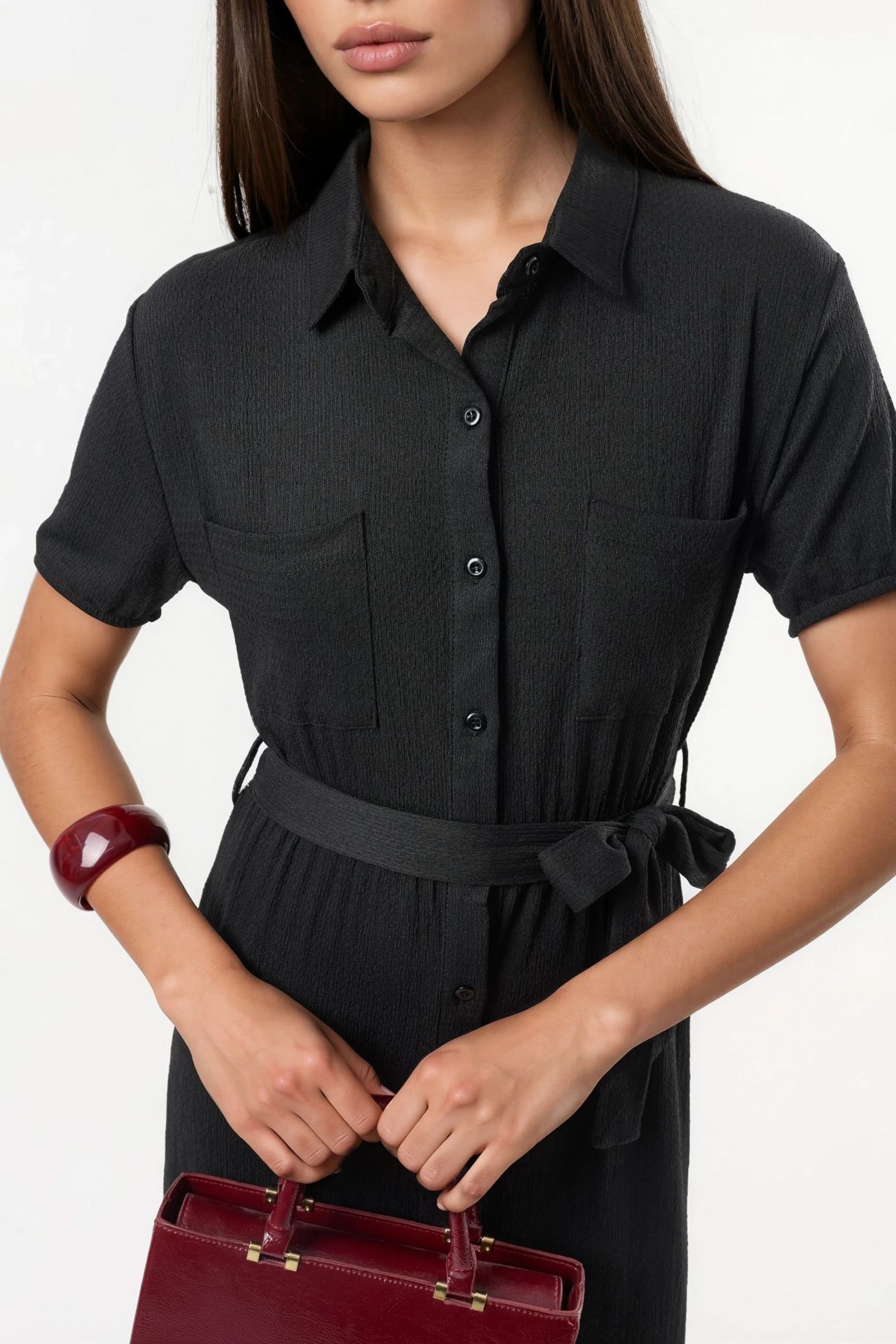 BUSEM Belted Midi Shirt Dress 4
