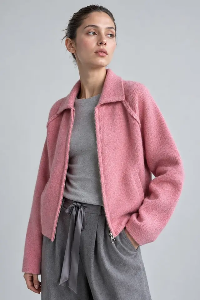 Soft Touch Zip-Up Knit Cardigan