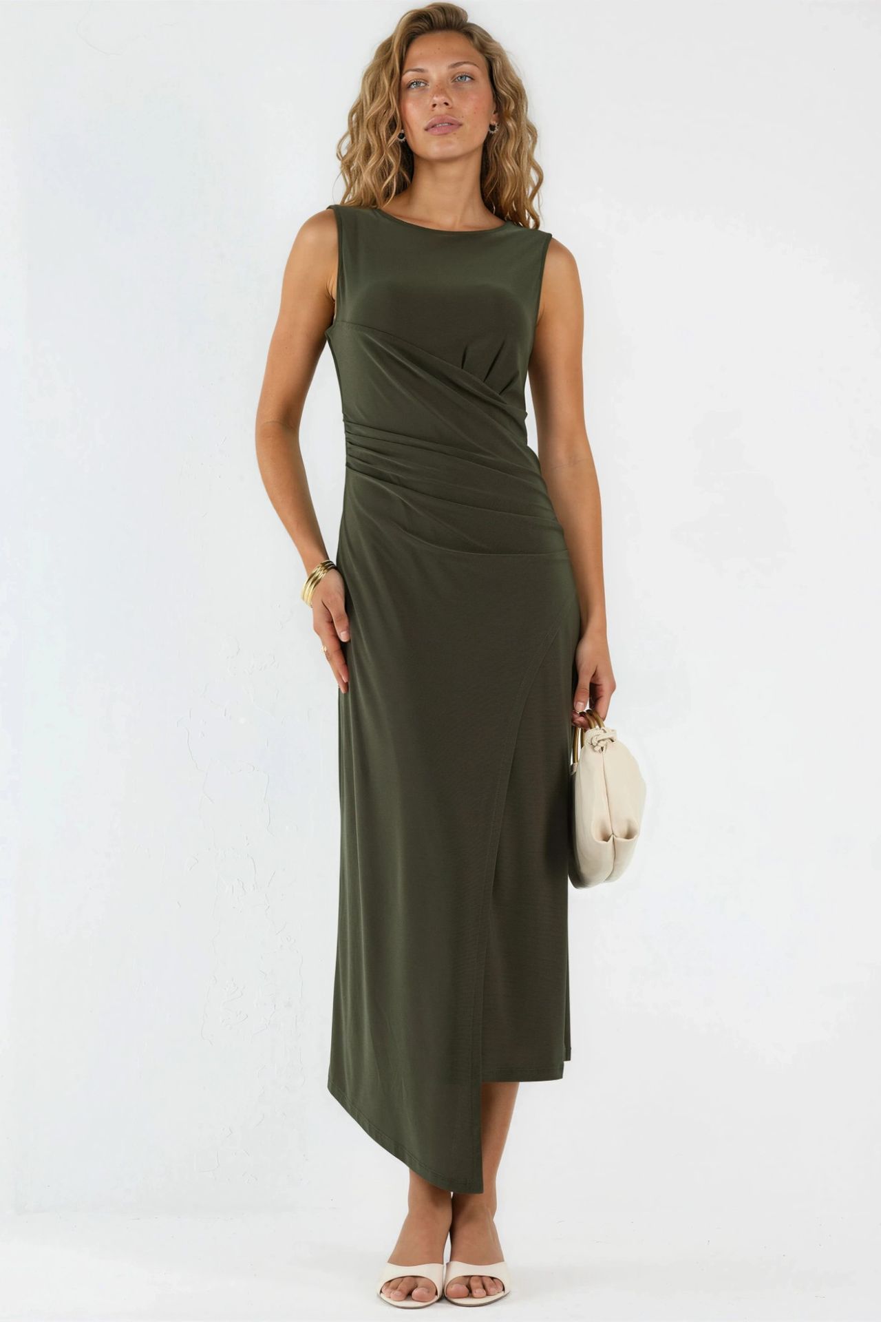 Ruched A-Line Midi Dress 1