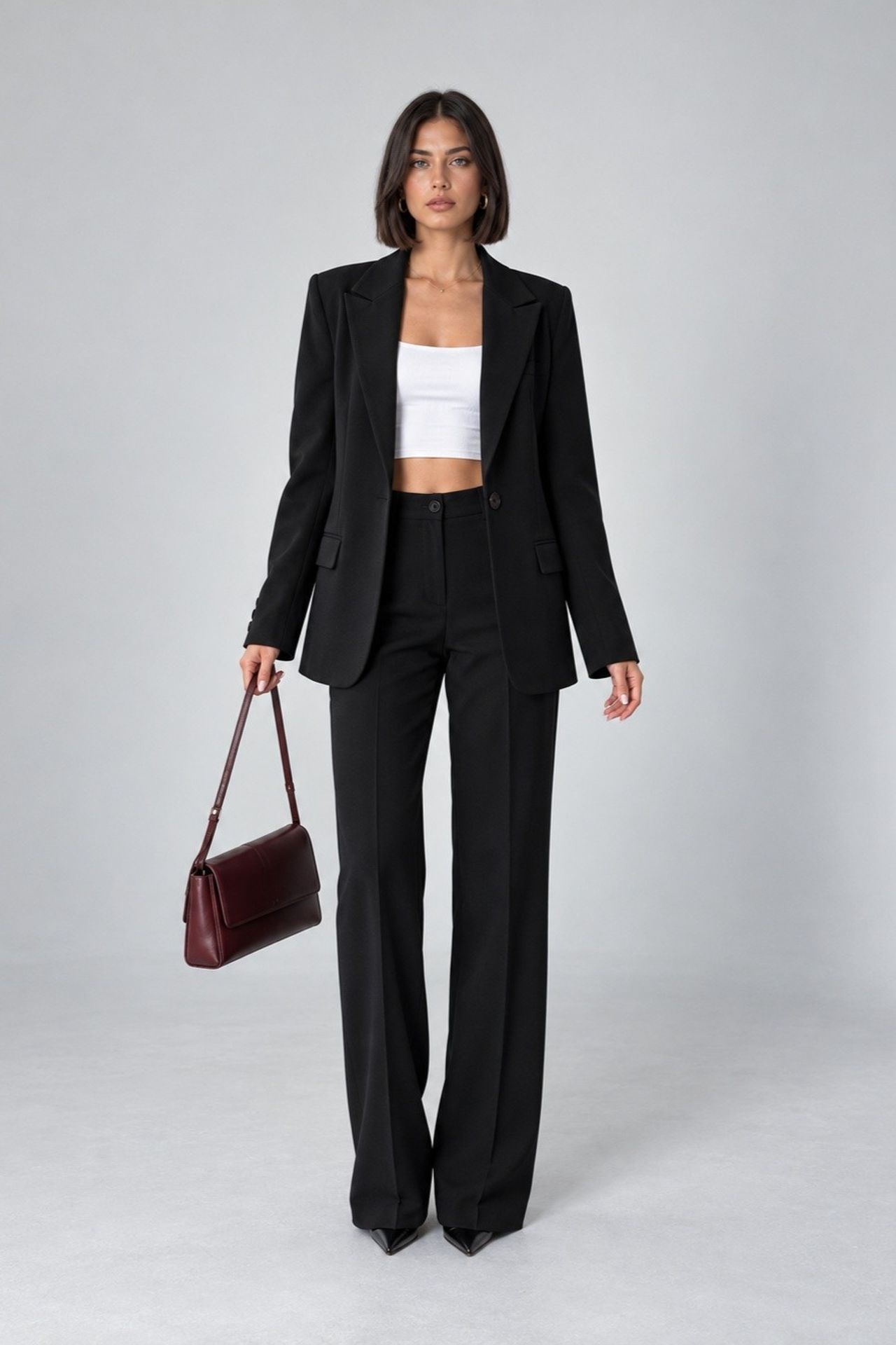 Single-Button Blazer and Pants Suit Set 5