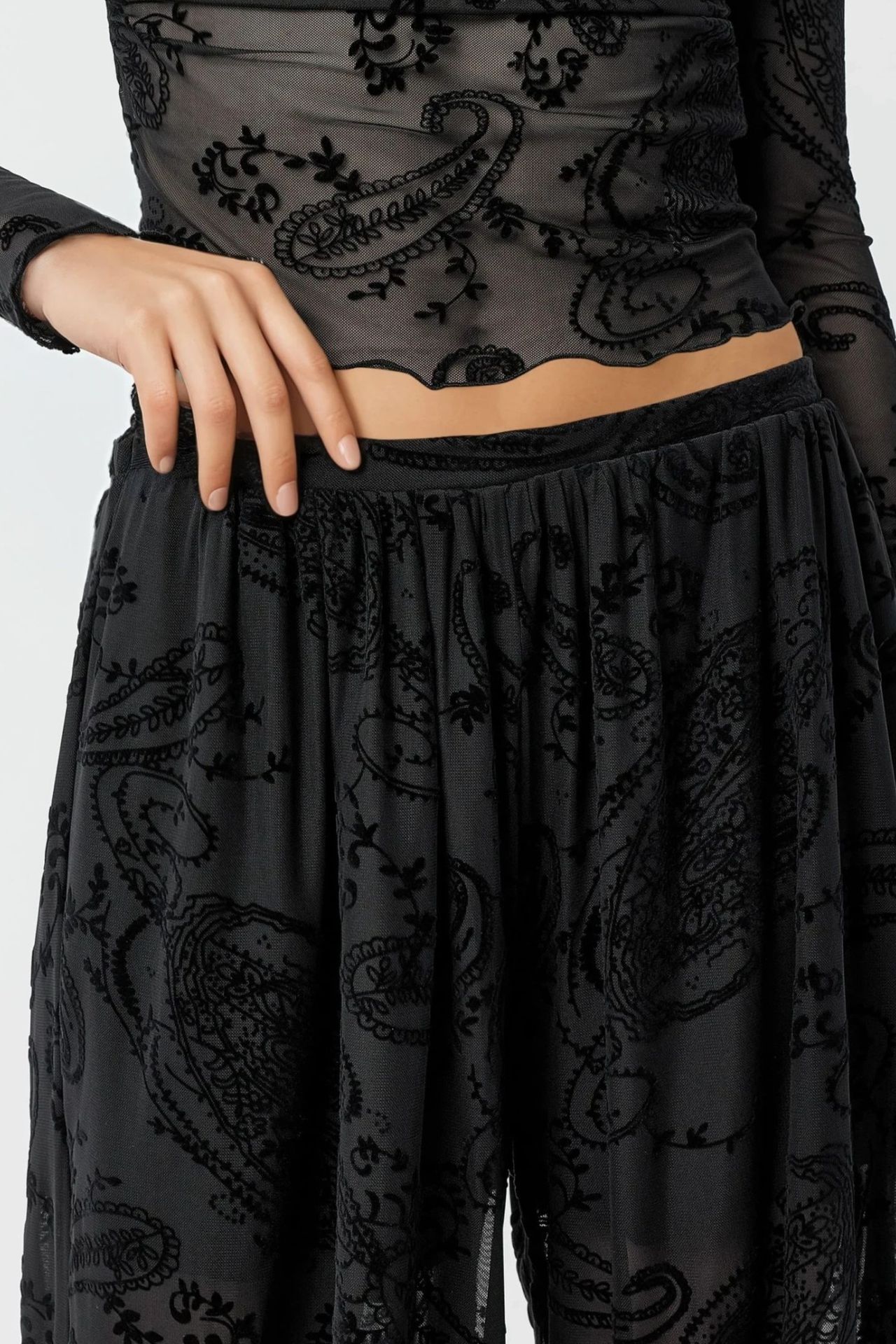 BUSEM Relaxed Fit Flock Print Tulle Pants 6