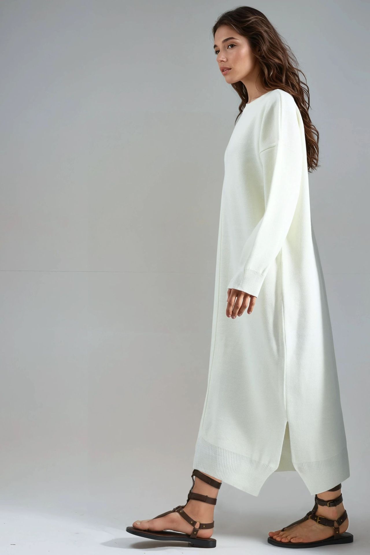 MY FASHION Yırtmaç Detaylı Uzun Triko Elbise 2