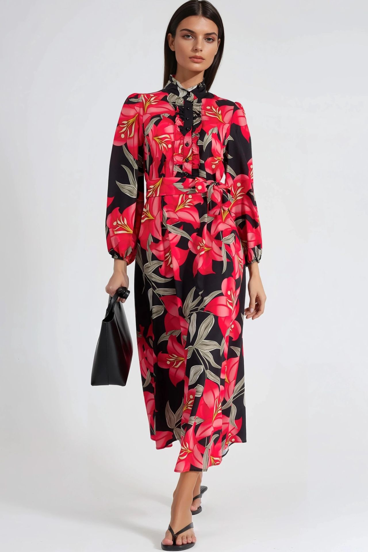 MSN Floral Maxi Dress with Tie Detail 1