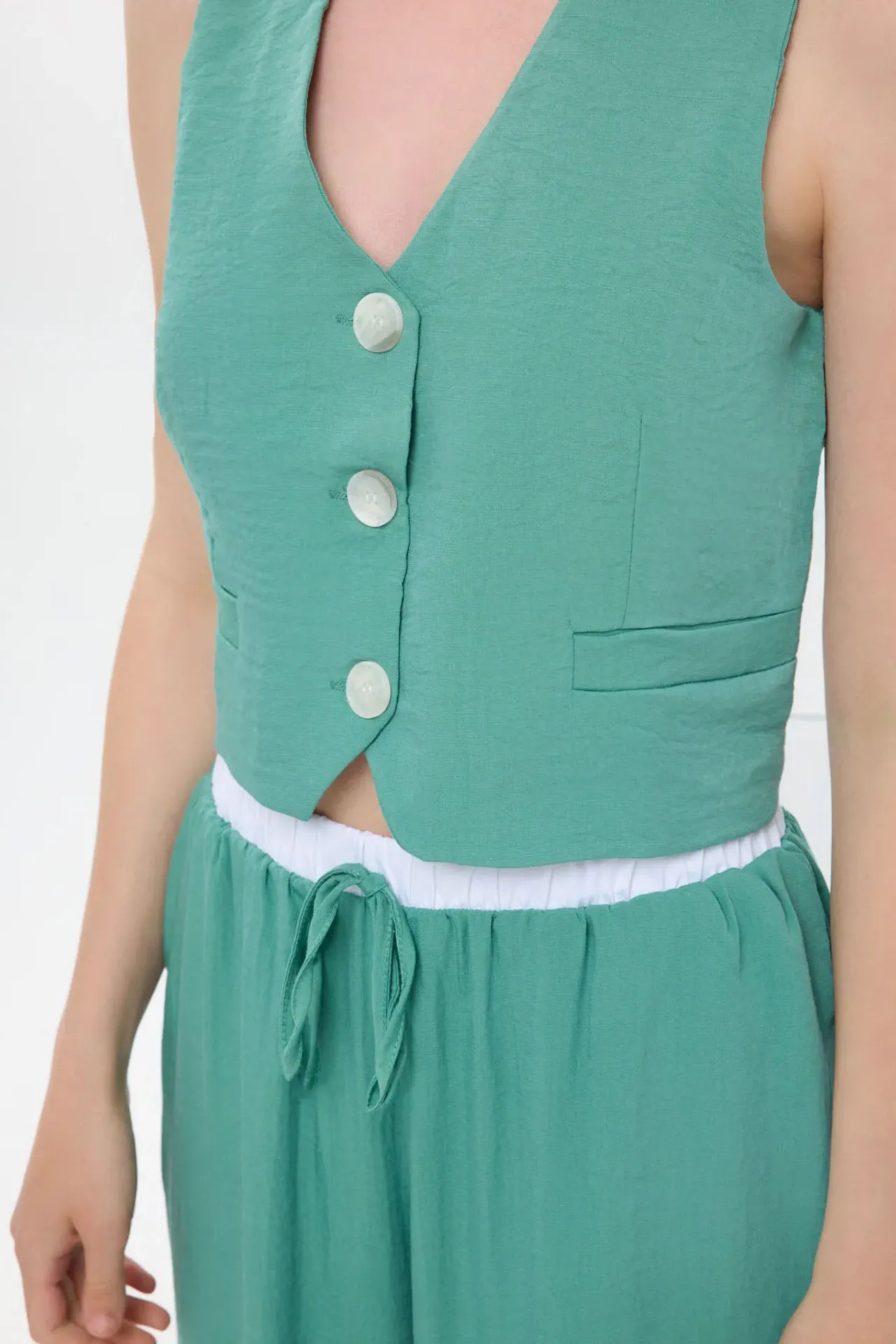High-Waist Straight-Leg Coords with Belt Detail
