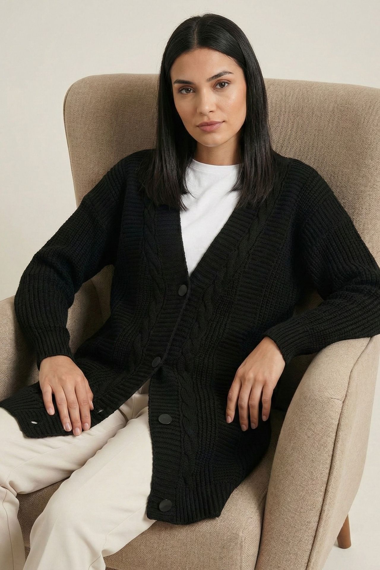 BDART Buttoned V-Neck Jacquard Cardigan 2