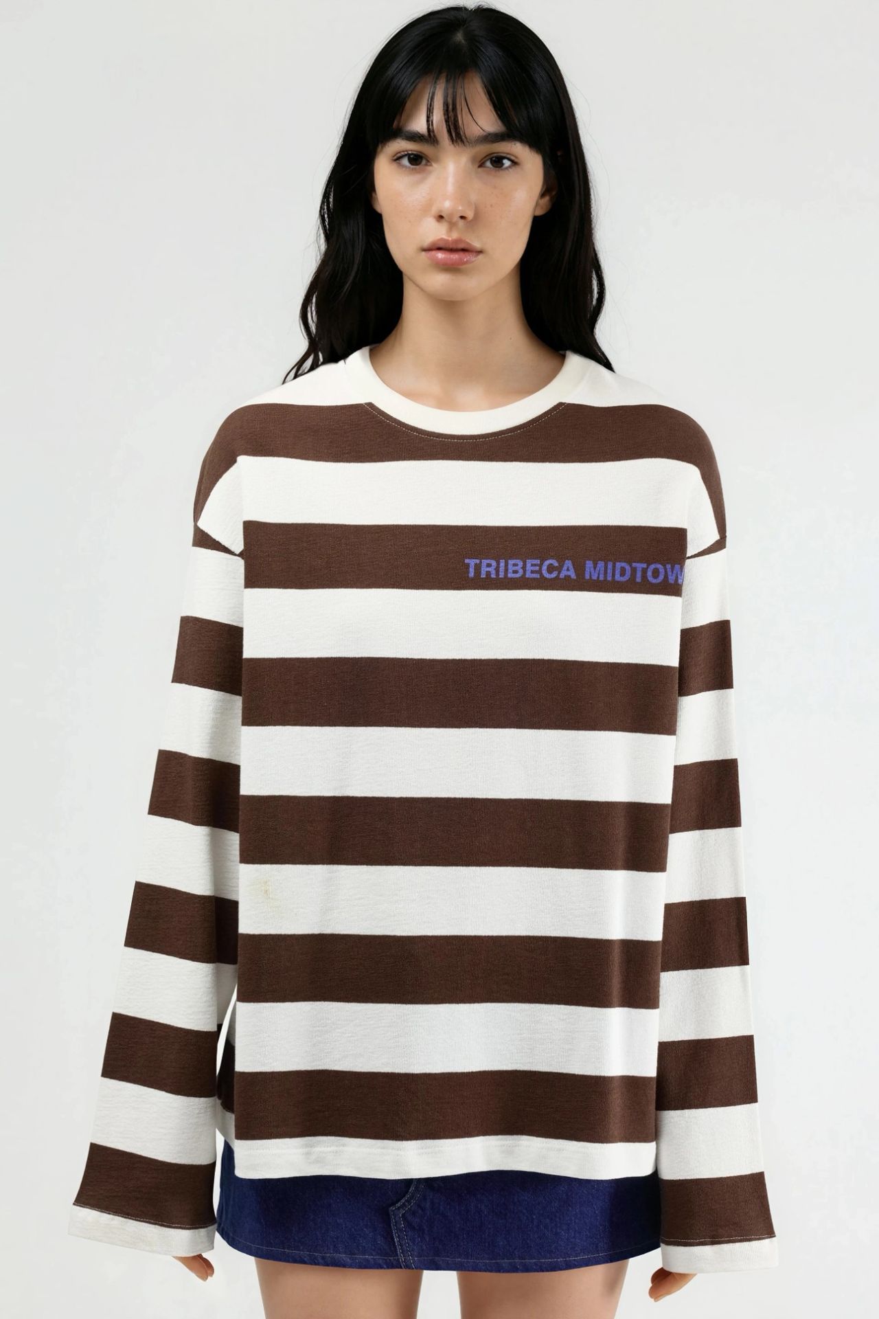 BUSEM Oversized Striped Crew Neck Sweatshirt 1