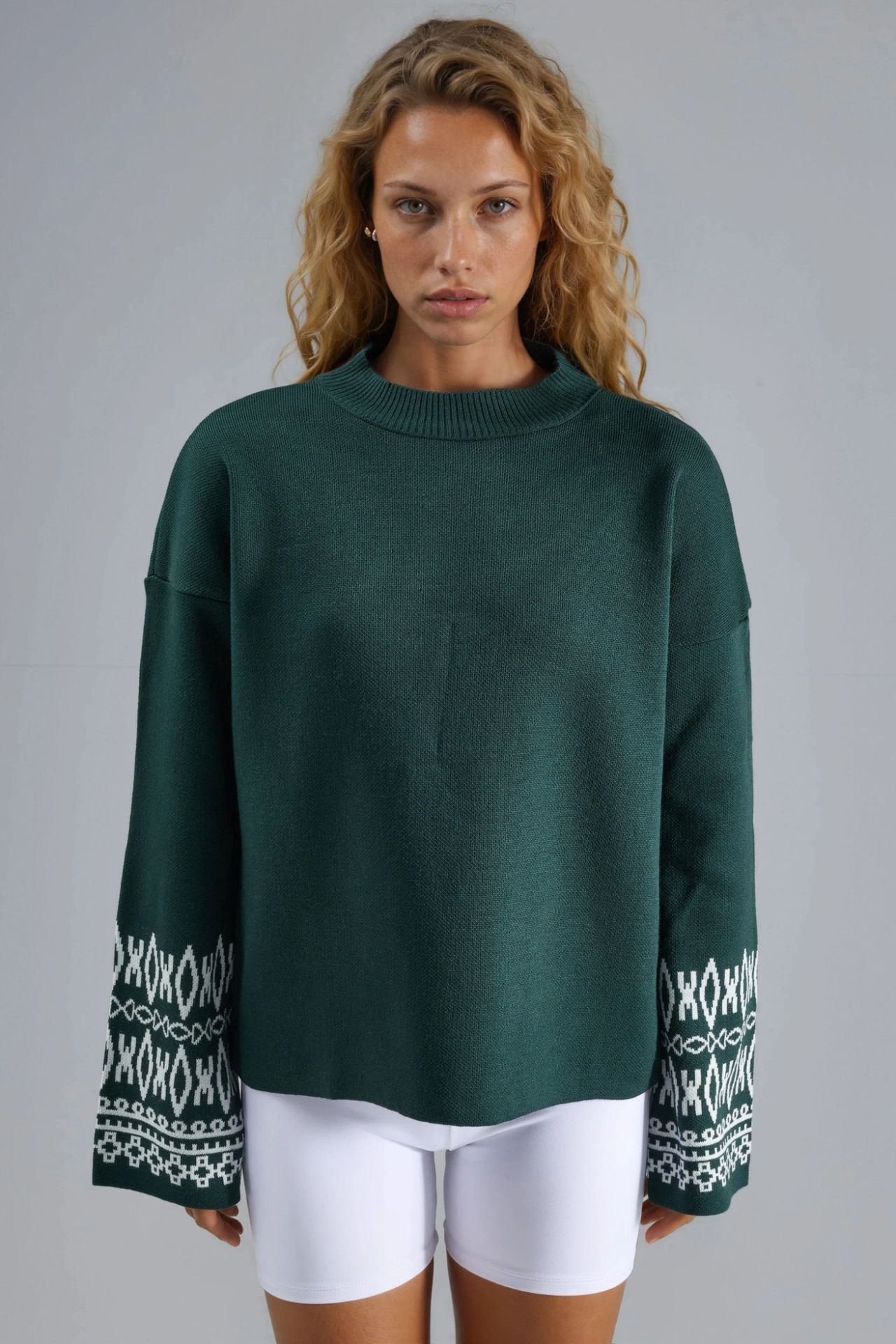 MY FASHION Crew Neck Jacquard Knit Sweater 7