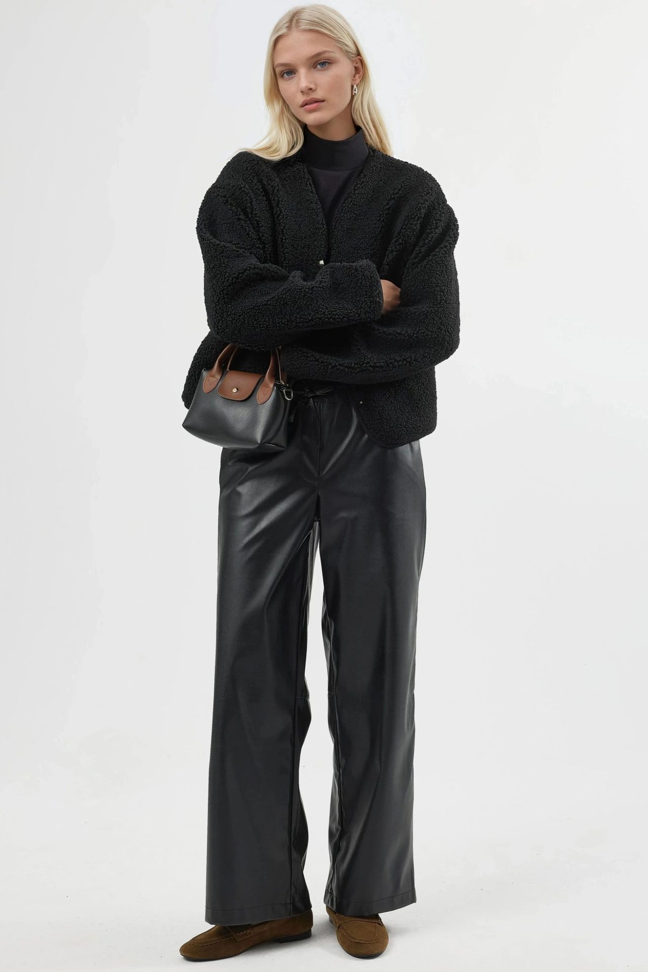 BUSEM High Waist Faux Leather Pants with Drawstring 6