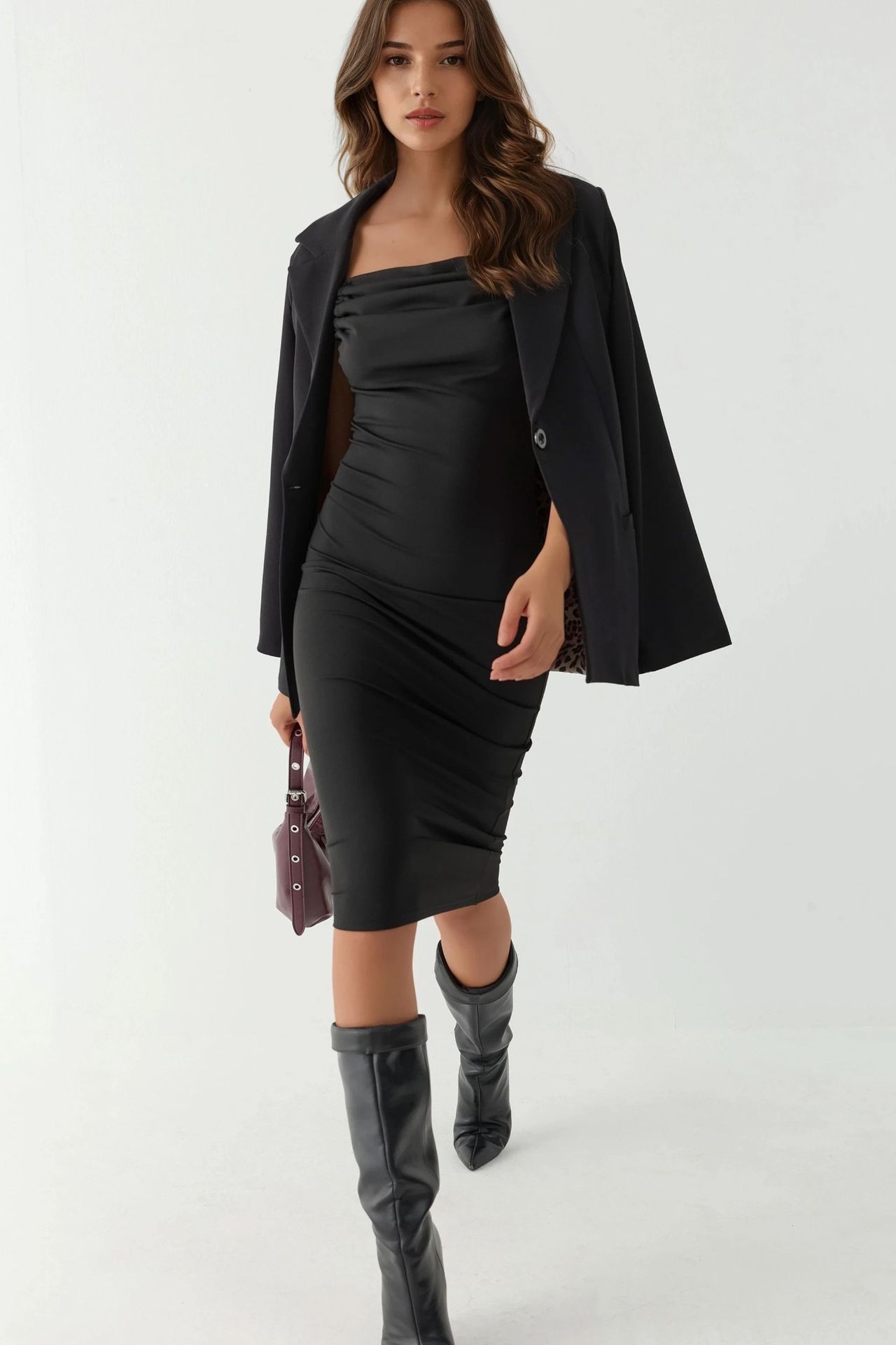 Cowl Neck Bodycon Midi Dress  7