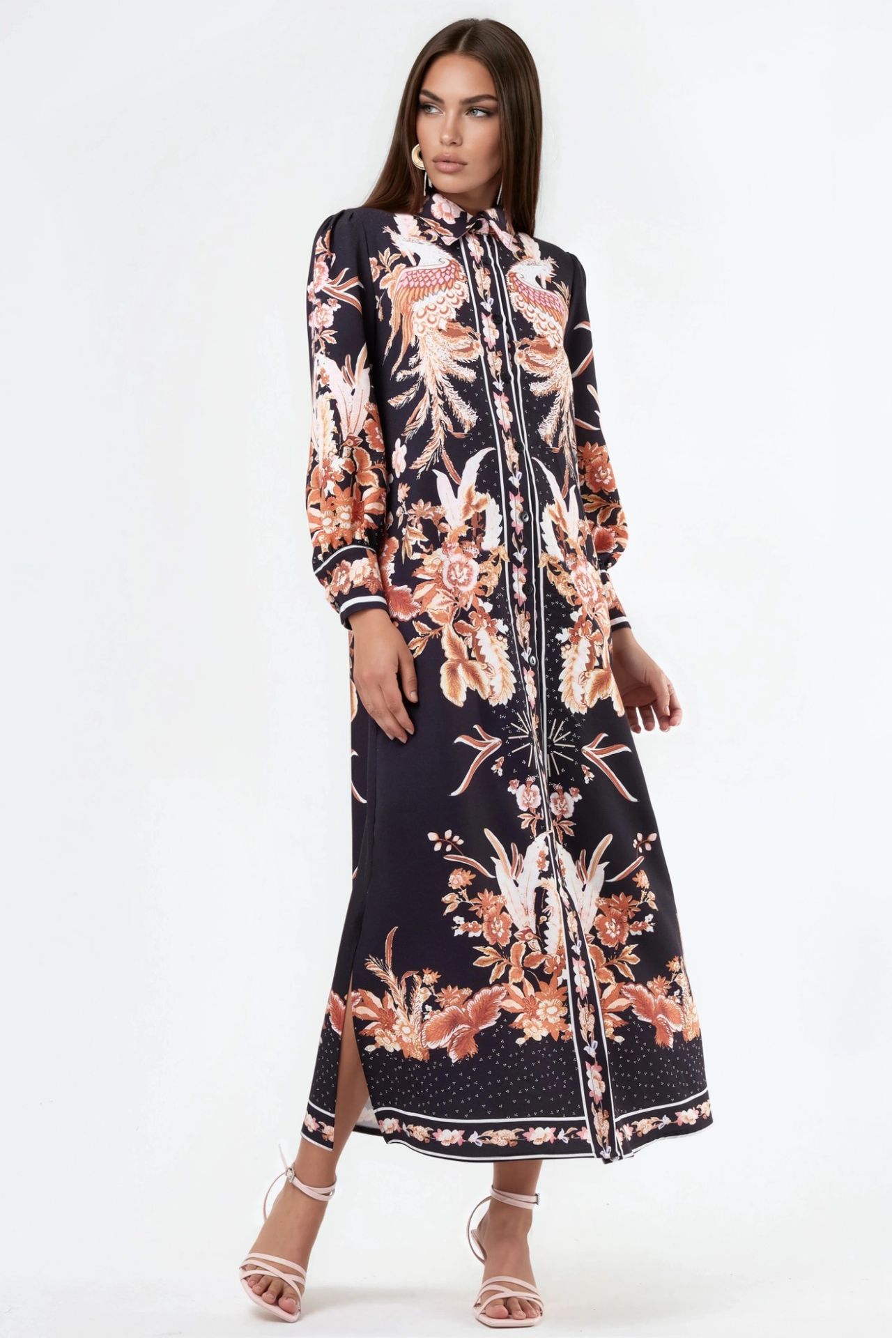 MSN Floral Maxi Shirt Dress with Belt 5