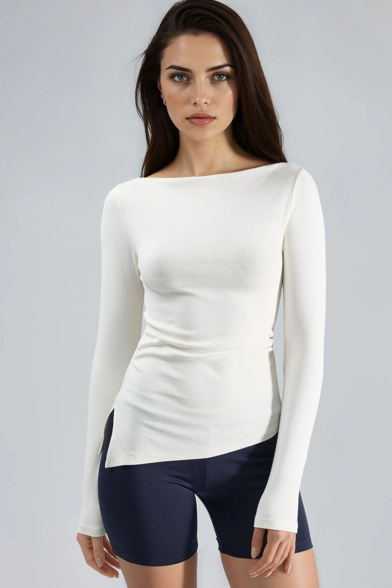 BUSEM Boat Neck Cotton Blouse 1