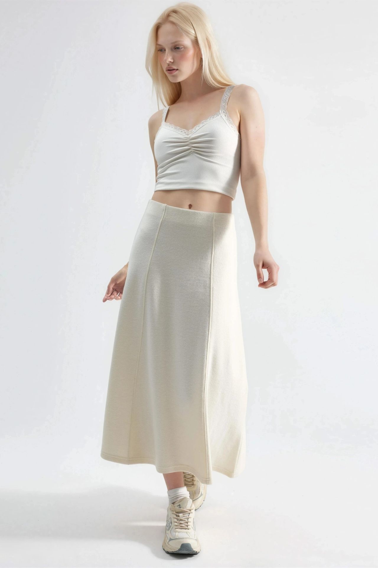 BUSEM Soft Textured A-Line Midi Skirt 6