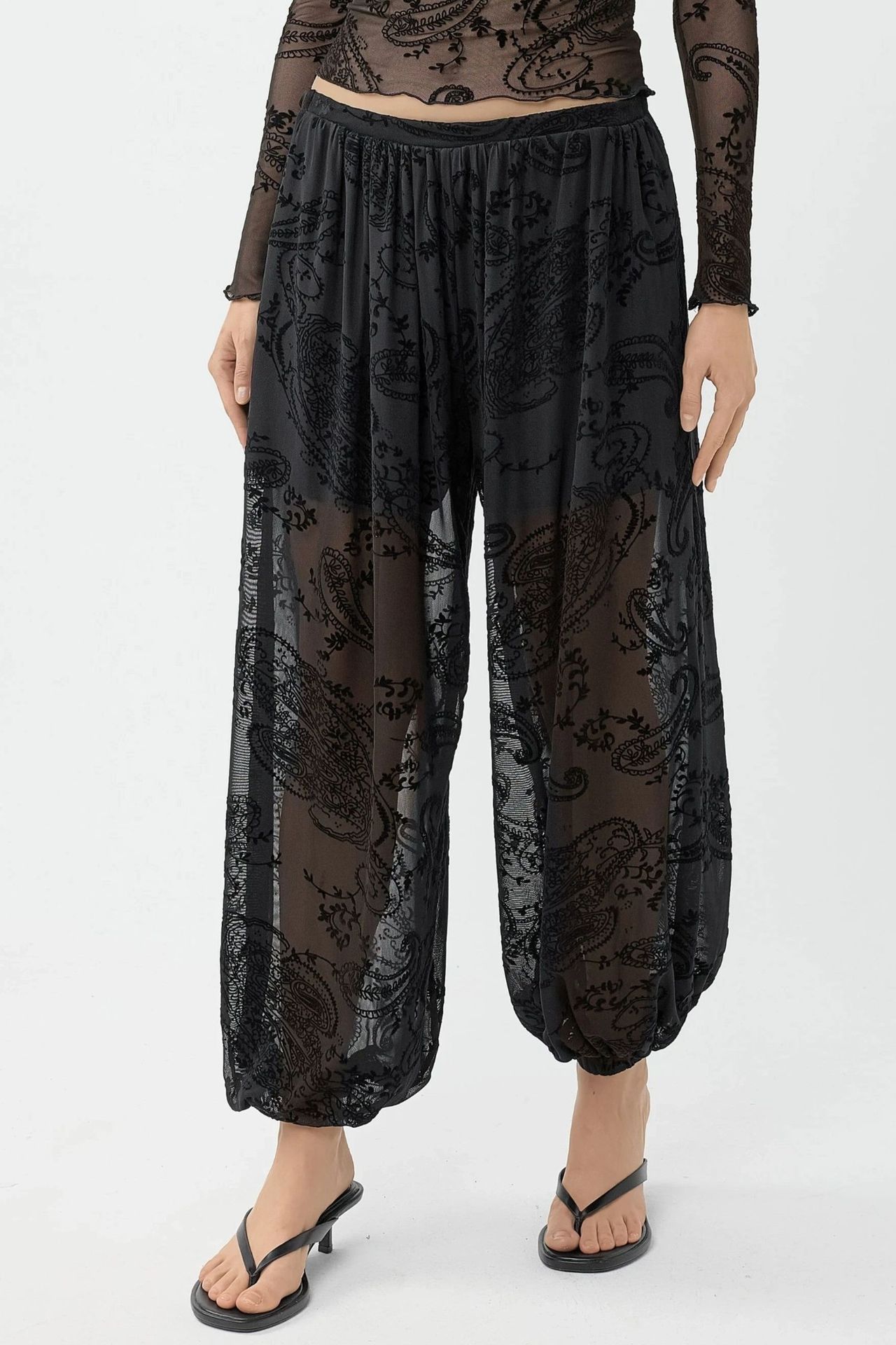 BUSEM Relaxed Fit Flock Print Tulle Pants 1