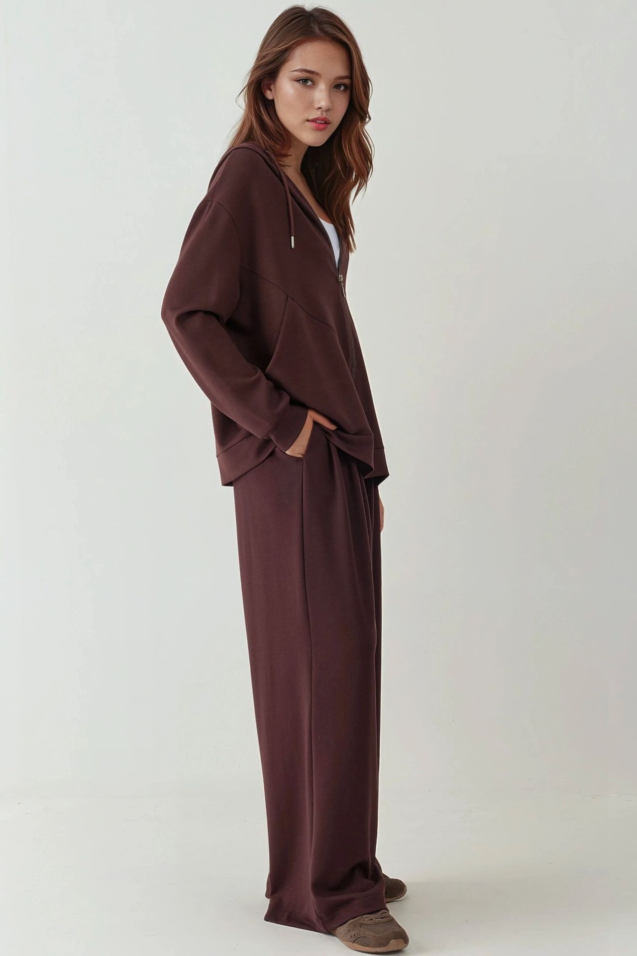 Modal Touch Fermuarlı Kapşonlu Sweatshirt 3