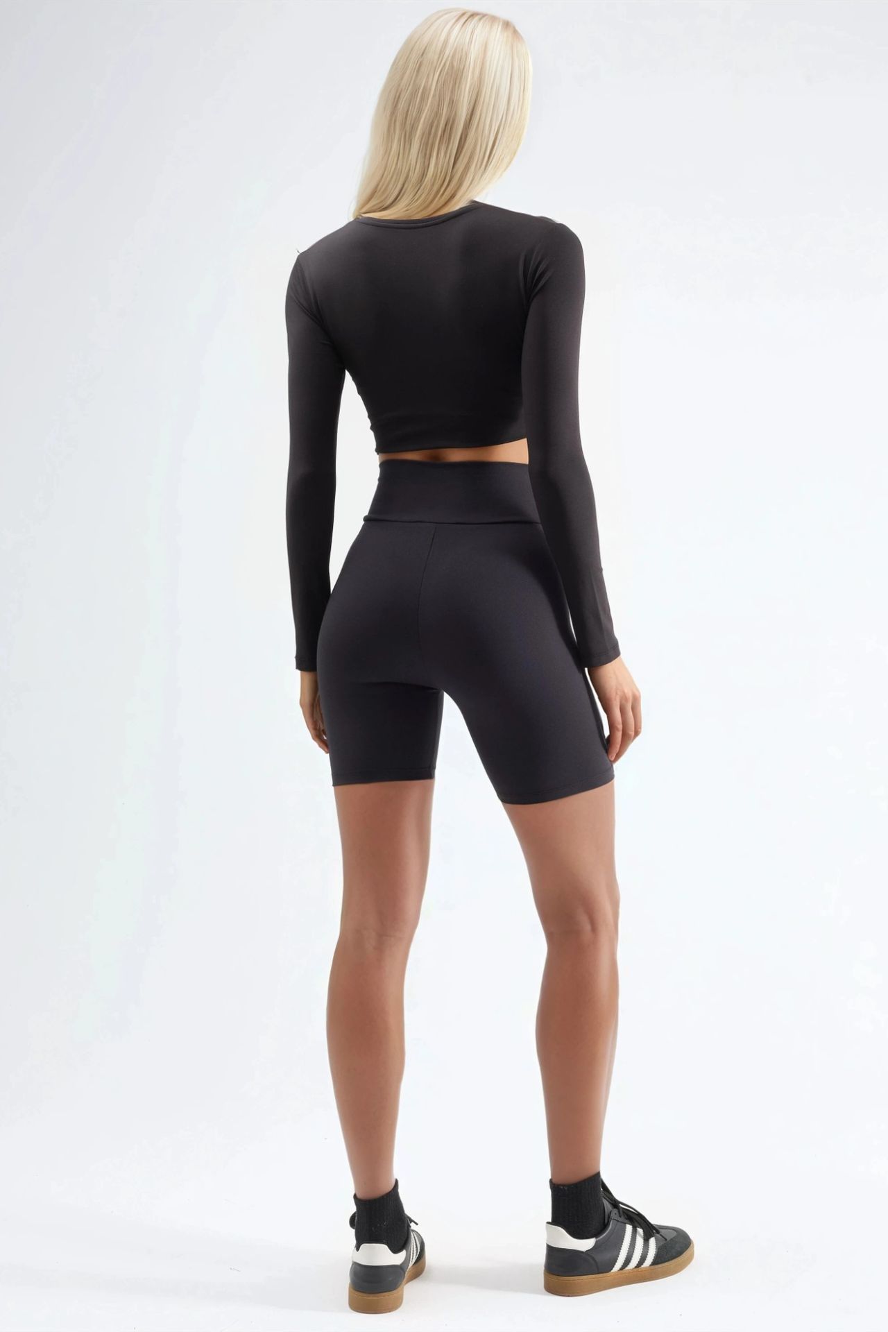 High Waist Soft Textured Biker Shorts Ellie Collection 3