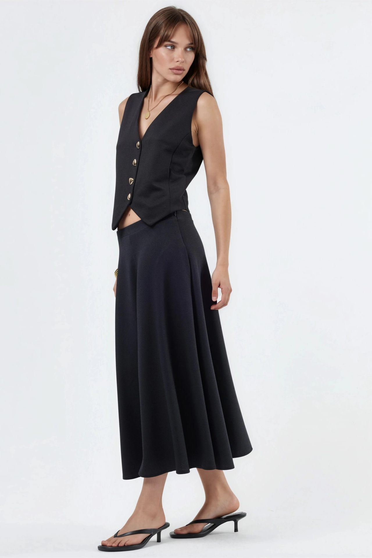 BUSEM High Waist A-Line Midi Skirt 4