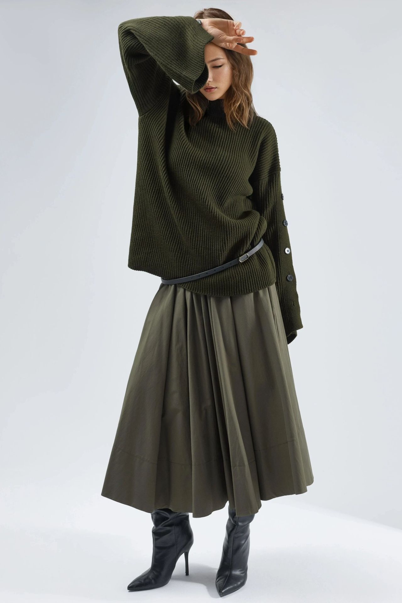 Thick Knit Slit and Button Detailed Sweater 5