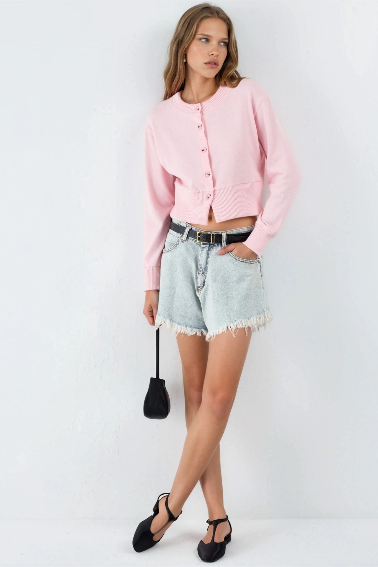 BUSEM Casual Crew Neck Buttoned Crop Jacket 4