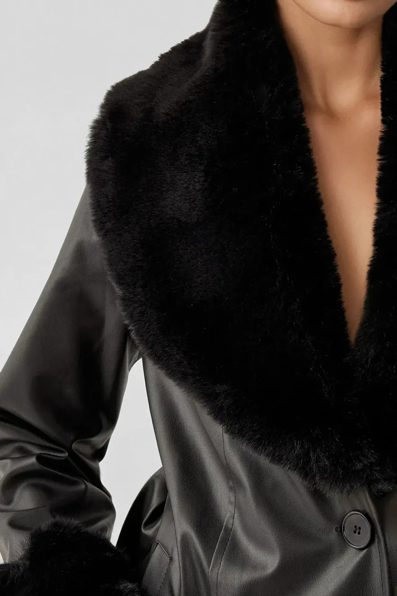 BDART Long Faux Leather Coat with Shawl Collar 5