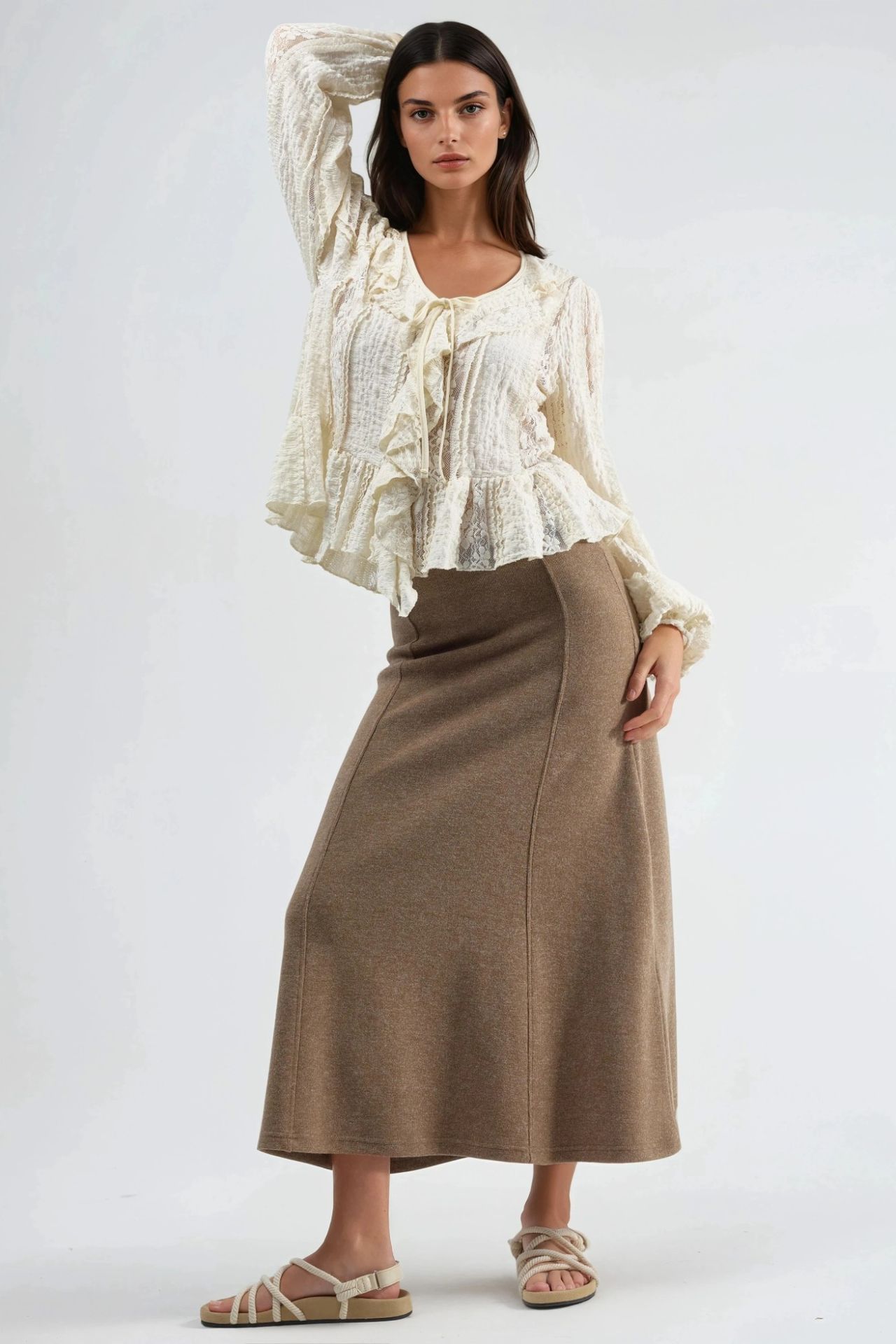 BUSEM Soft Textured A-Line Midi Skirt 4