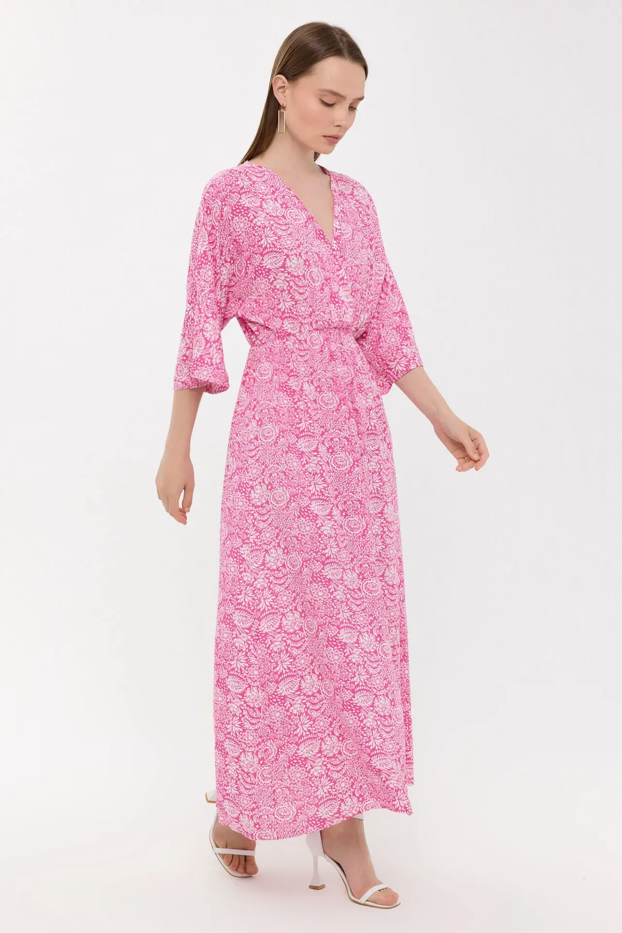 Floral Surplice Neck Maxi Dress