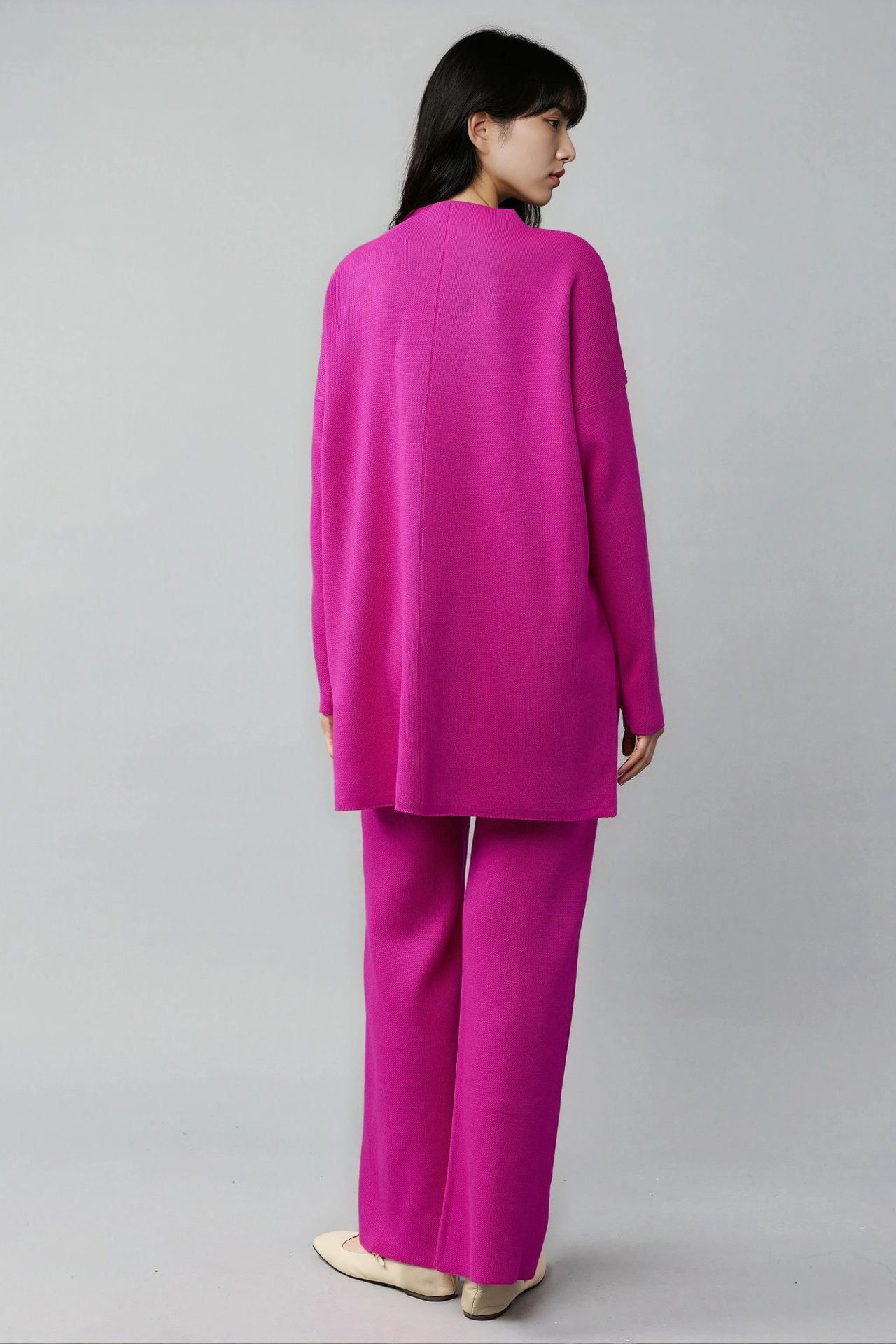 MY FASHION Ribbed Knit Co-Ord Set with Basic Sweater & Pants 2