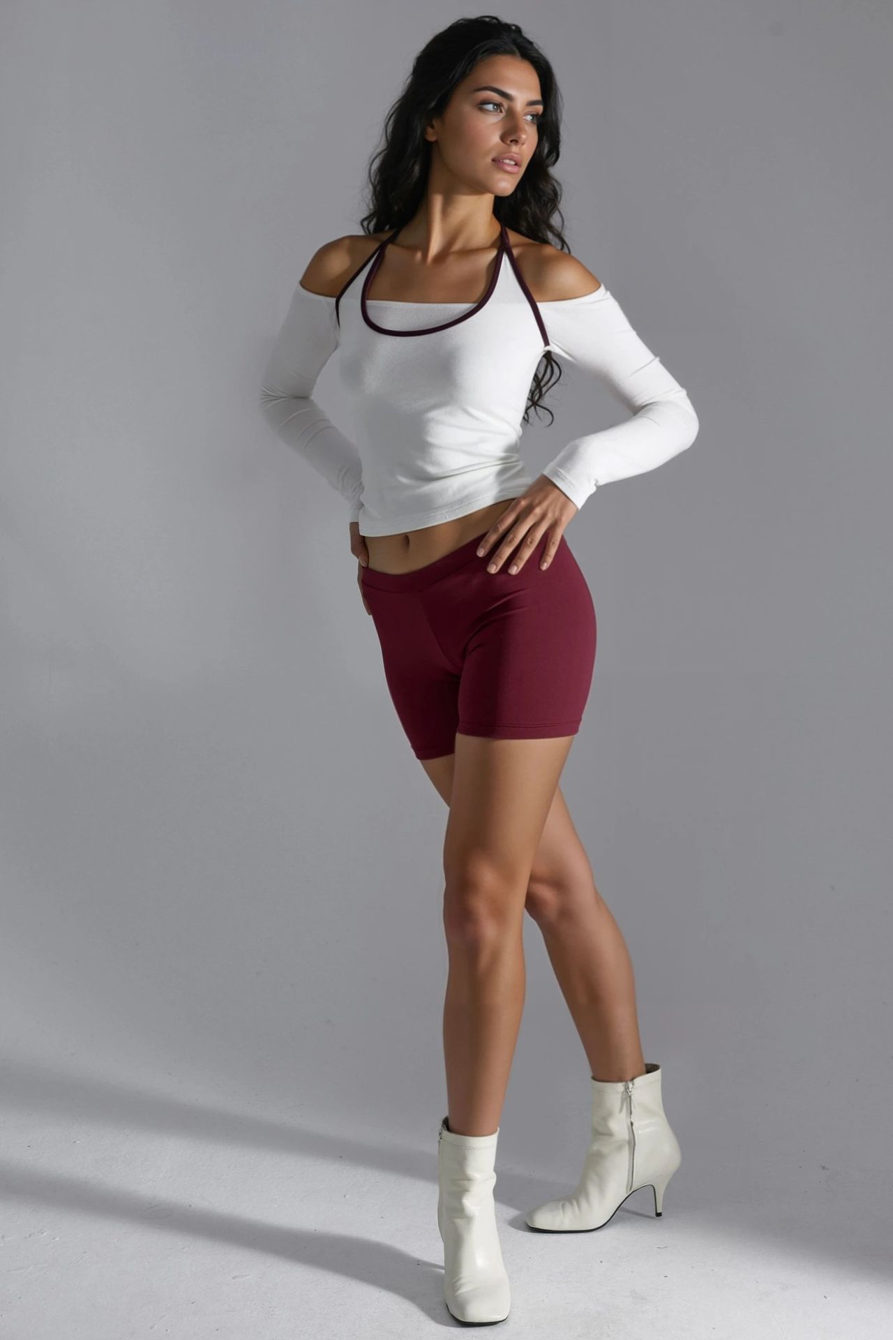 BUSEM Slim Fit Knitted Blouse with U Collar and Contrast Binding 5