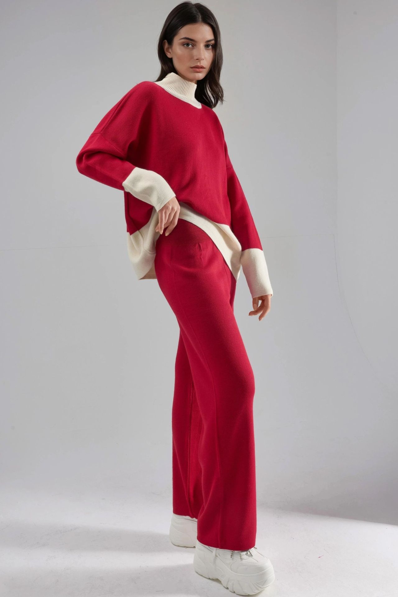 MY FASHION Ribbed Knit Co-Ord Set with Half Turtleneck 2