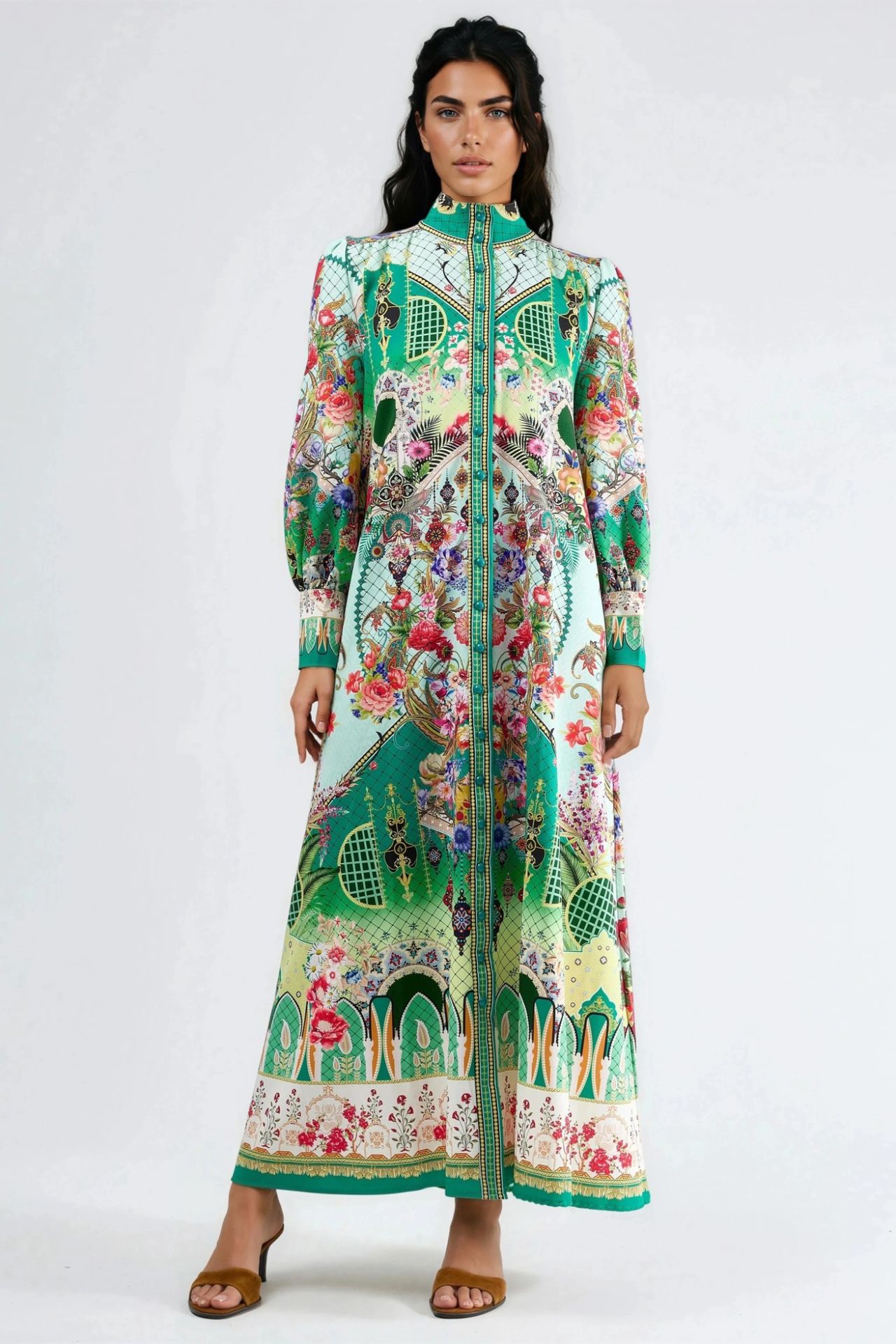 MSN Floral Belted Maxi Dress
