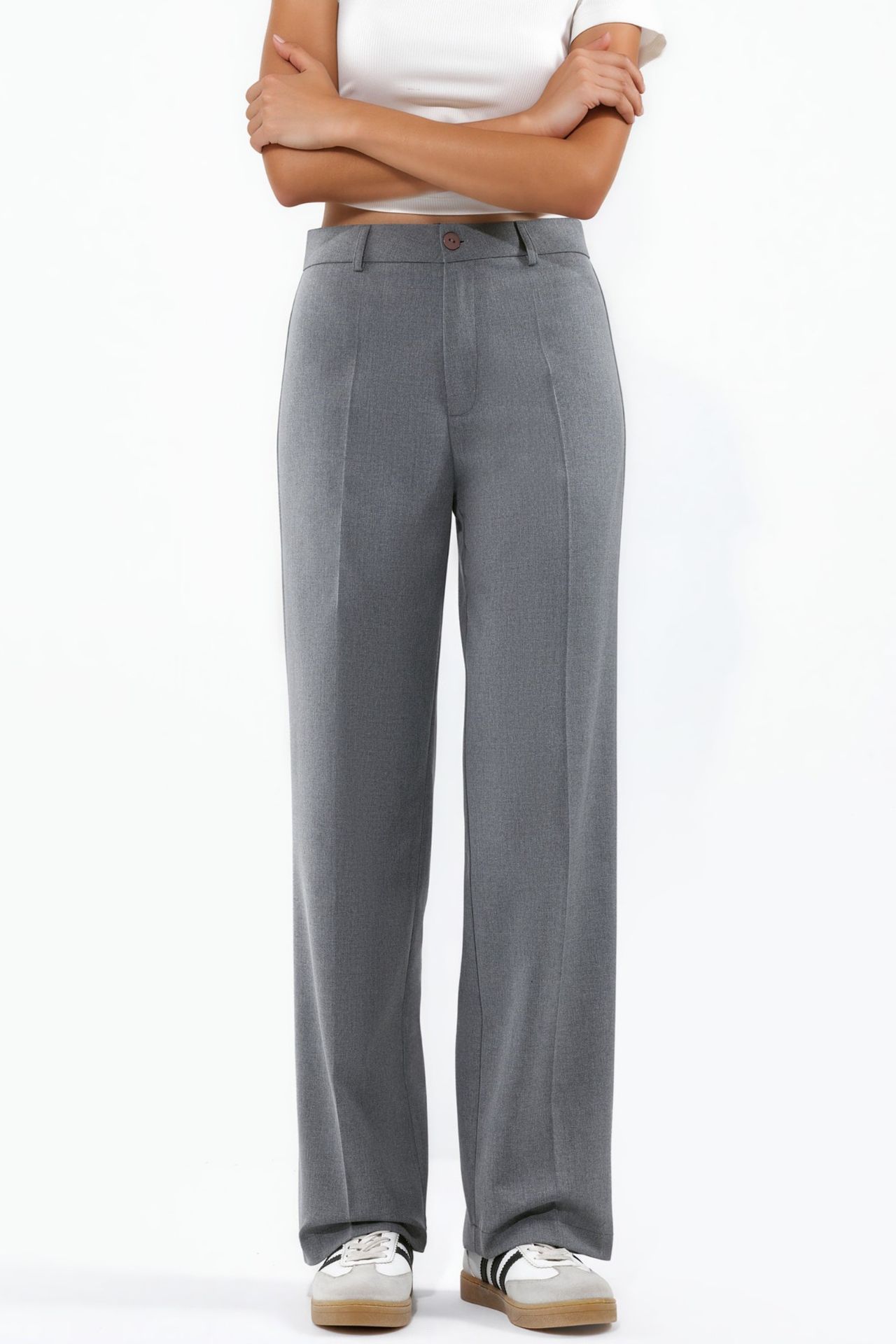 High Waist Straight Leg Woven Pants 1