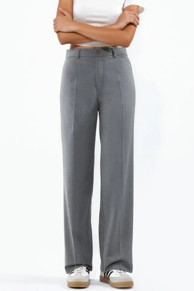High Waist Straight Leg Woven Pants