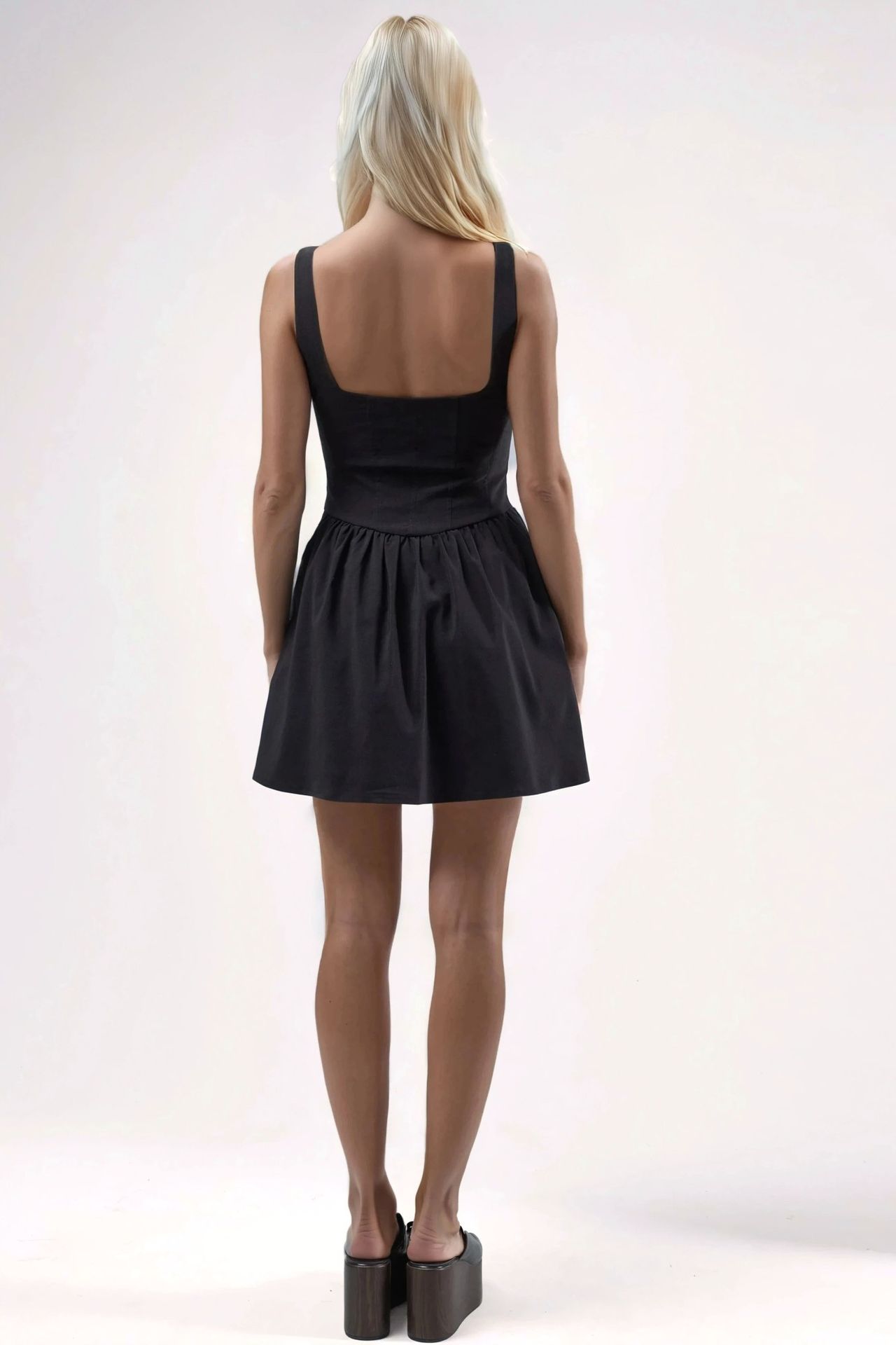Square Collar A-Form Mini Dress 3