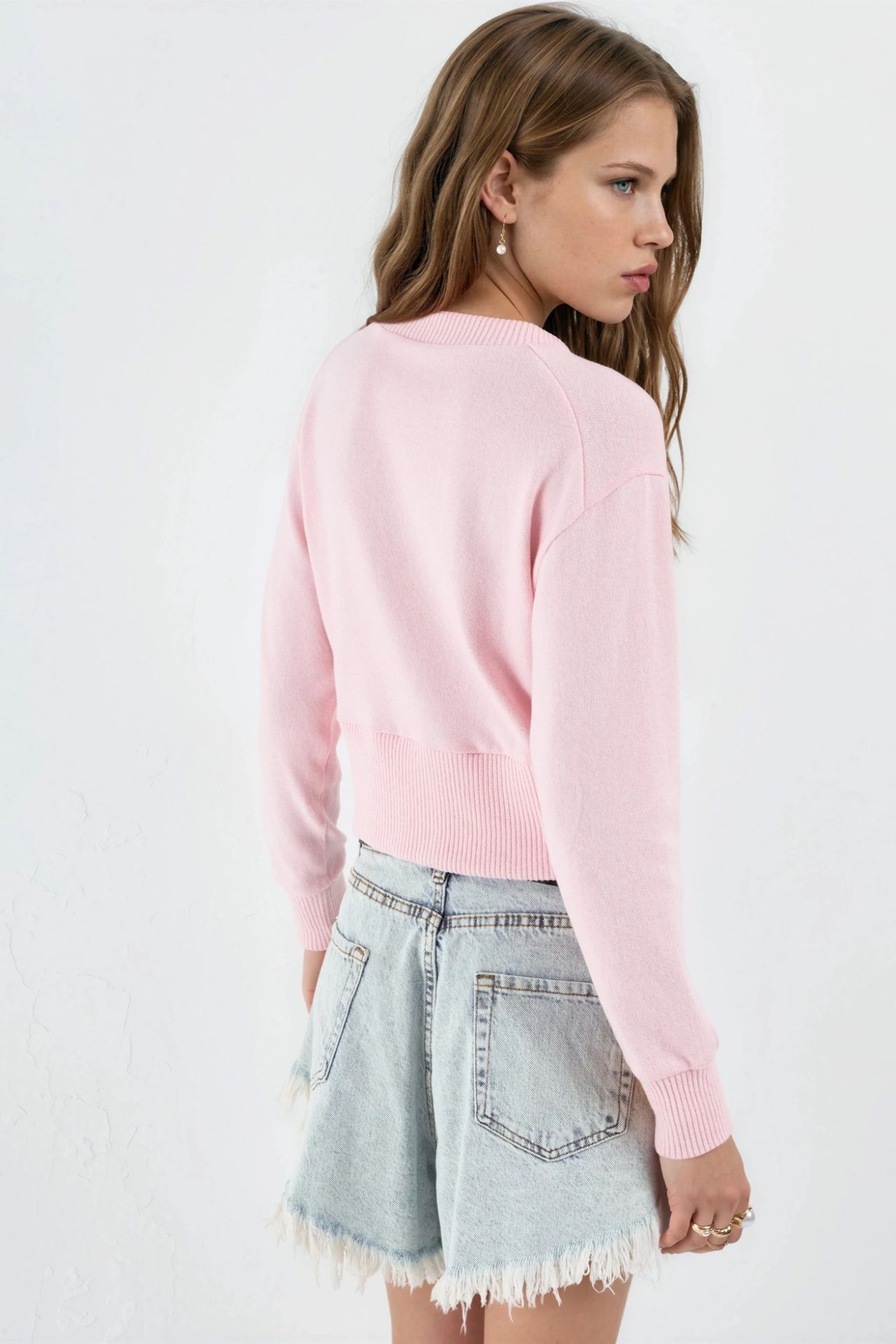 BUSEM Casual Crew Neck Buttoned Crop Jacket 3