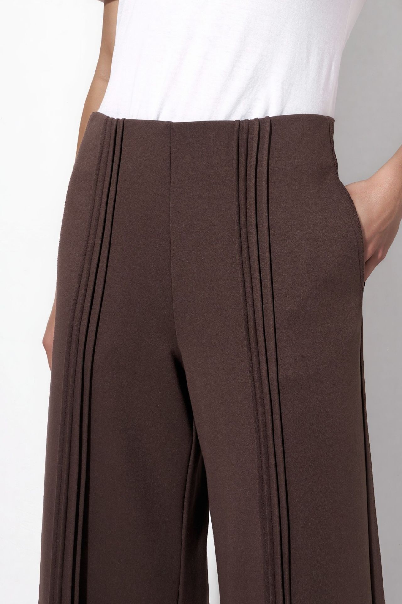 Modal Touch Rib Detail Straight Leg Pants 6