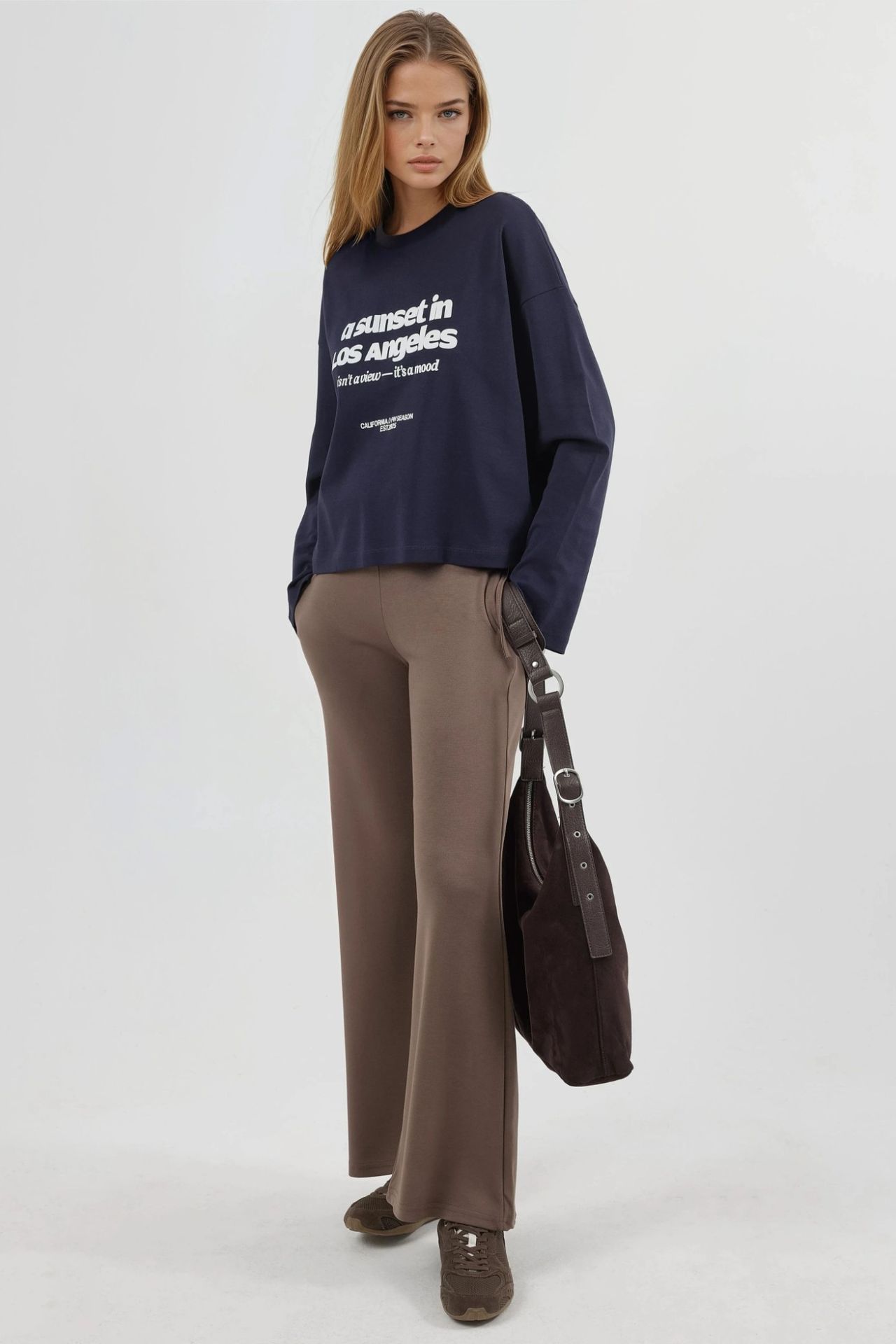 BUSEM Relaxed Fit Long Sleeve Crew Neck Back Printed Top 3