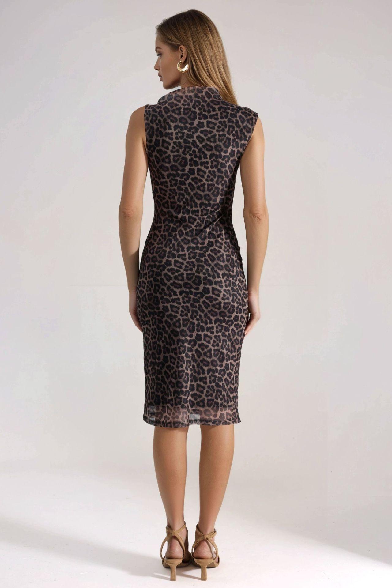 Draped Patterned Midi Dress 3